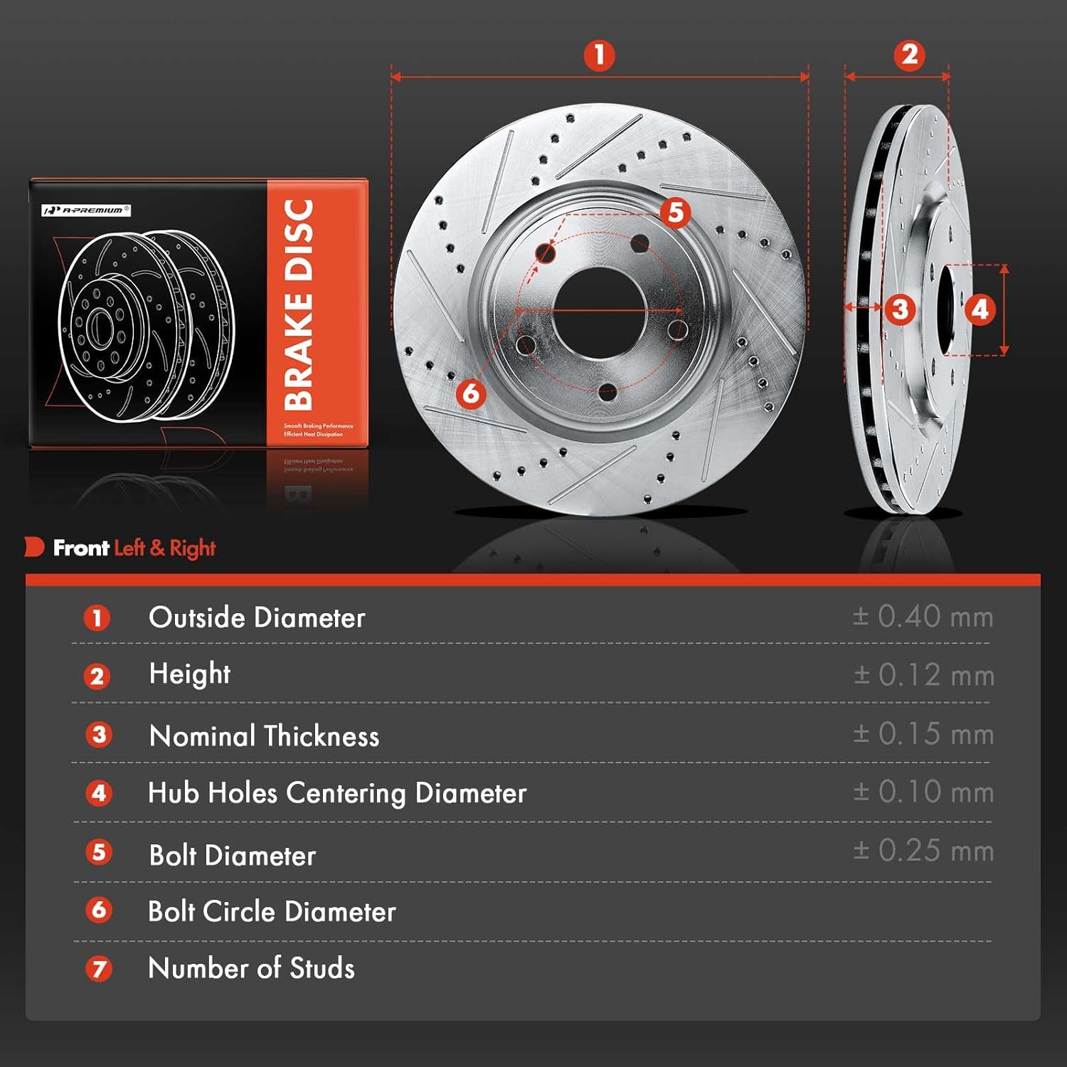 A-Premium Front and Rear Drilled and Slotted Disc Brake Rotors Compatible with Select Dodge, Chrysler, Ram and Volkswagen Models - Grand Caravan, Journey, Town & Country, C/V, Routan, 4-PC Set