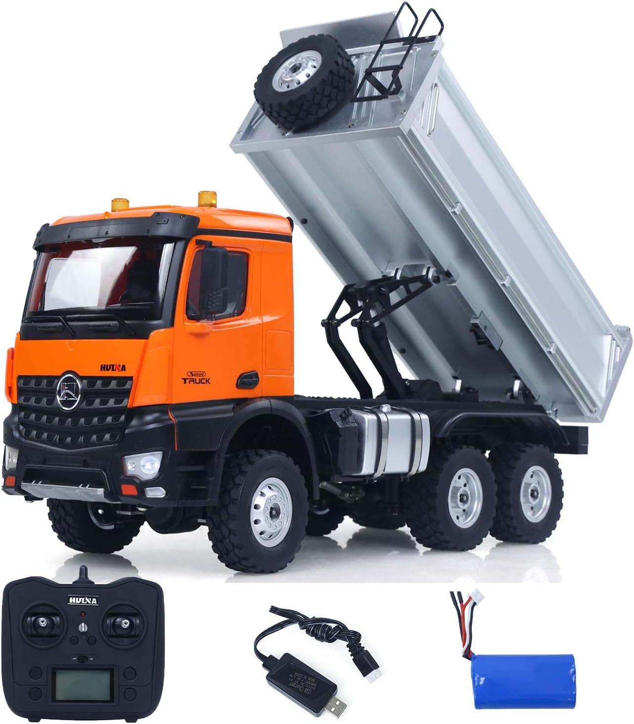TOUCAN RC HOBBY US in Stock 1/14 HUINA 1598 2.4G Remote Control Dumper 6×6 Engineering Transport Vehicle Lifting Rod Tipper Car Light Sound for Adult