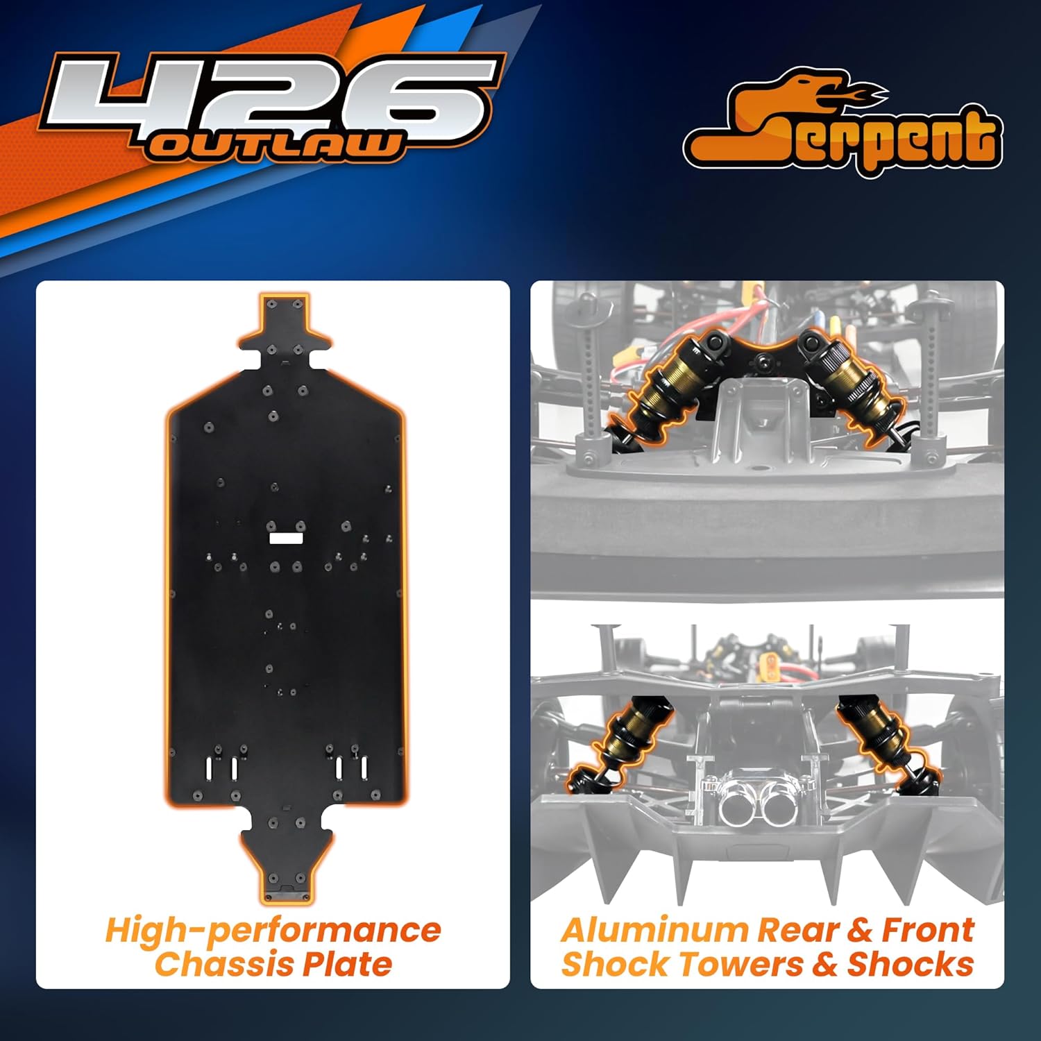 Serpent 426 Outlaw 1/7 4wd Electric All-Road Muscle Car RTR, High-Performance Tires, Brushless Motor, (Ready-to-Run Transmitter and Receiver Included, Batteries and Charger Required)