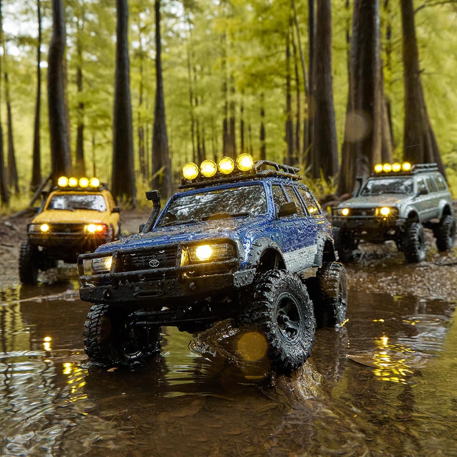 BEEZRC FMS RC Crawler 1/18 FCX18 Land Cruiser LC80 RTR Toyota Licensed 4WD RC Rock Truck 2.4Ghz 900mAh Hobby Grade RC Car Model Mini Remote Control Car Off Road Vehicle FMS11831RTRYL (Yellow)