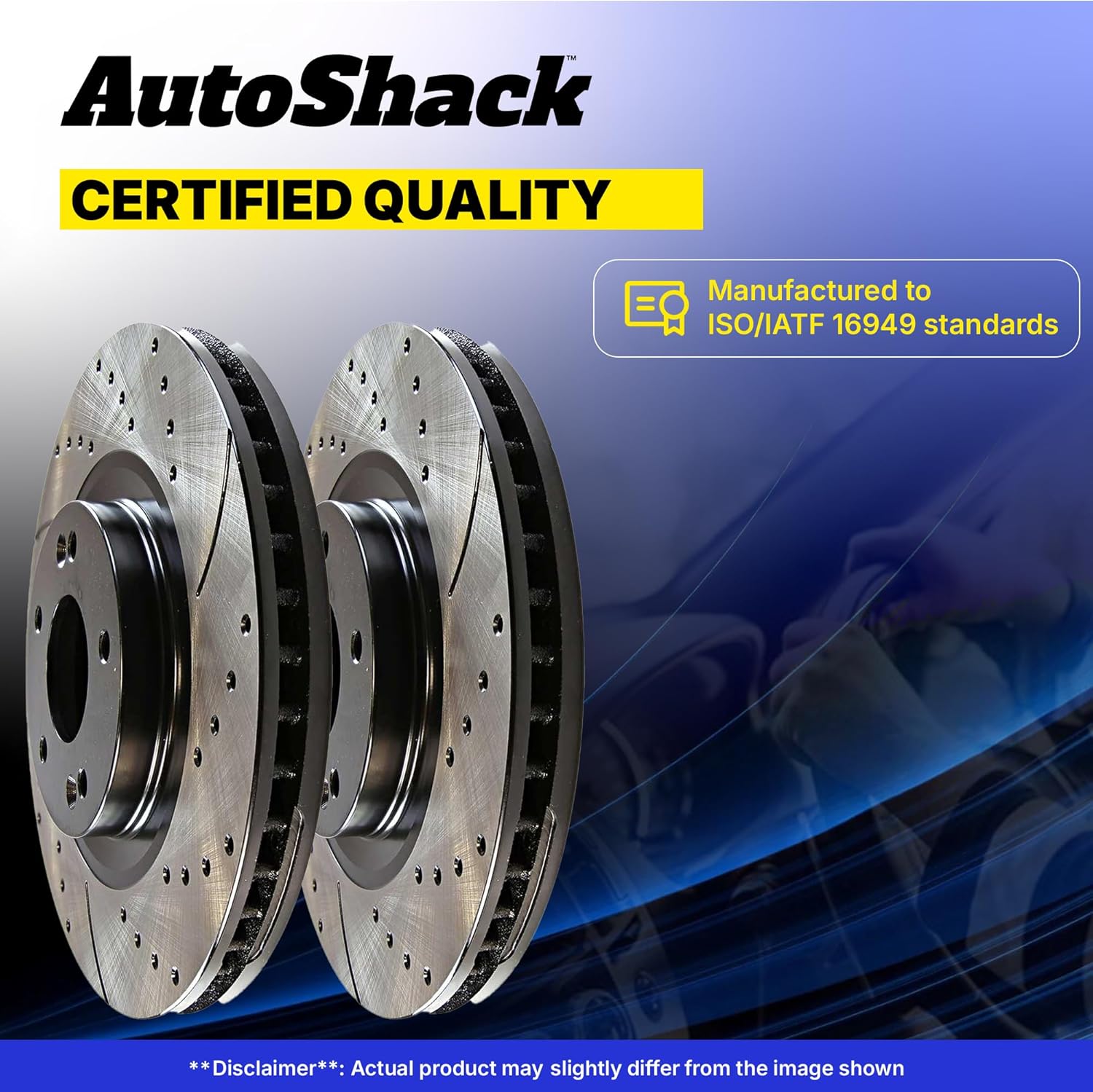 AutoShack Front & Rear Drilled & Slotted Brake Rotors Replacement for 2012-2018 Ford F-150 2.7L 3.0L 3.3L 3.5L 3.7L 5.0L 6.2L V6 V8 4WD AWD RWD E-Coated 4-PC Set ShadowGuard