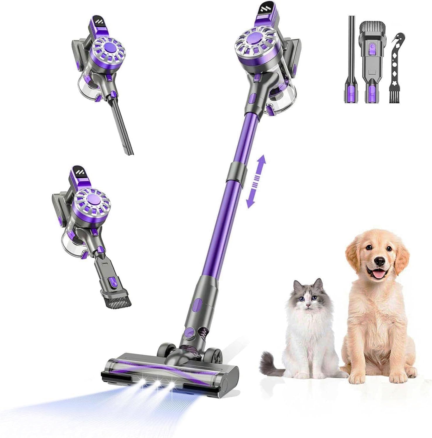 Cordless Vacuum Cleaner,Vacuum Cleaners for Home with Super Suction,Lightweight Stick Vacuum with 35 Mins Runtime,Rechargeable Cordless Vacuum for Carpet, Tile, Pet Hair, Hardwood Floors(Dark Purple)