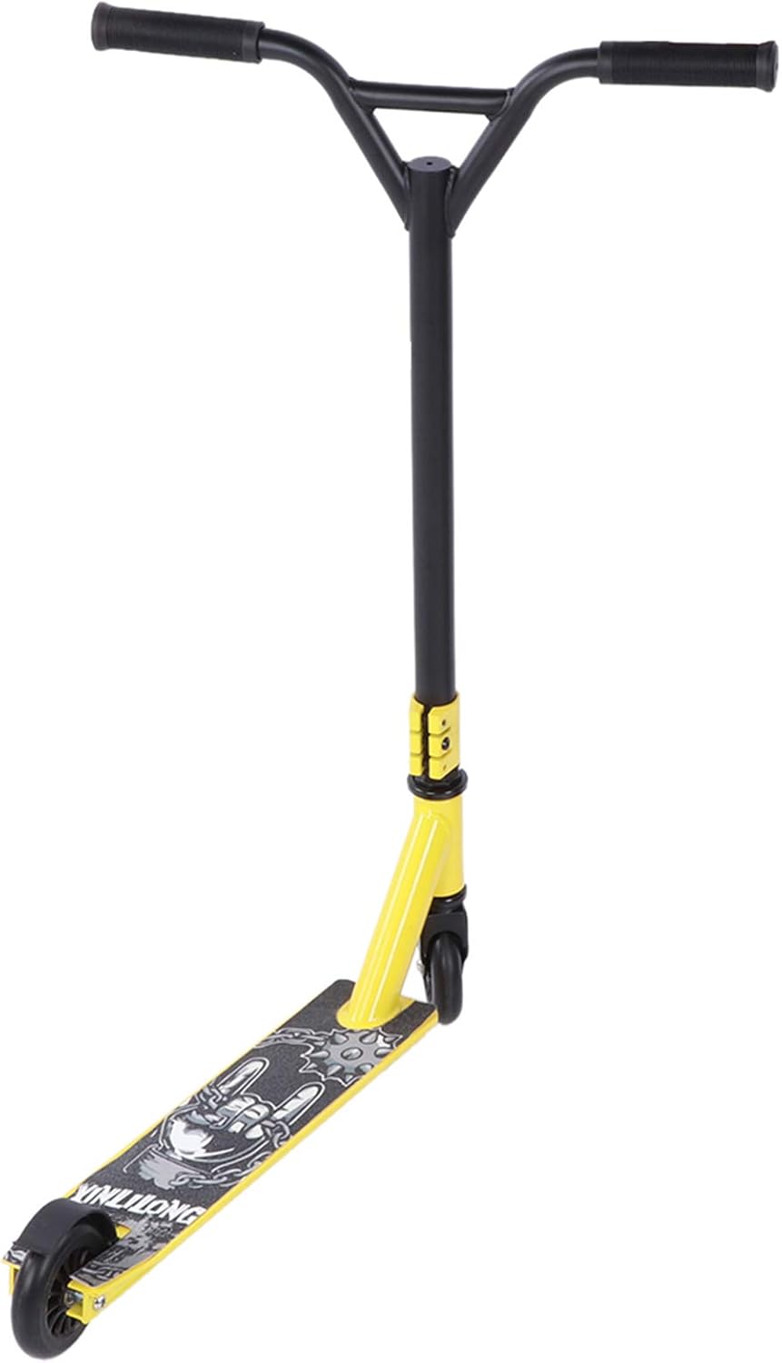 Yellow Portable ScootAdult Stunt Scooter with 2 PU Wheels, PU Pla Wheels for Stunt, Sliding Pedal Equipment with ABEC 7 Steel