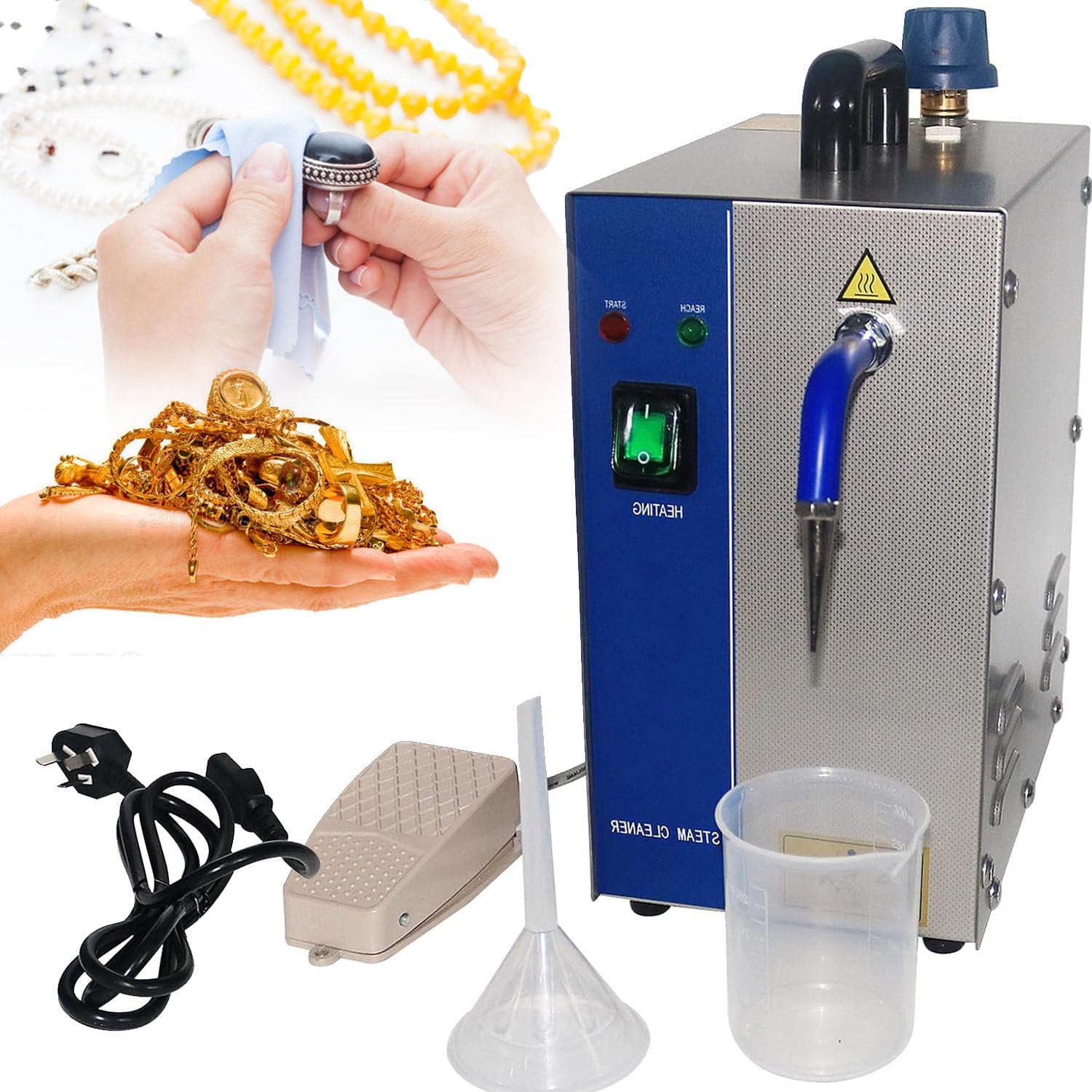 GBHJJ Jewelry Steam Cleaner 2L/4L, Gem Washer Gold and Silver Jewelry Steam Cleaning Machine Goldsmith Equipment, Jewelry Silver Gold Cleaning Suitable for Jewelry Stores Studios,2L-220V