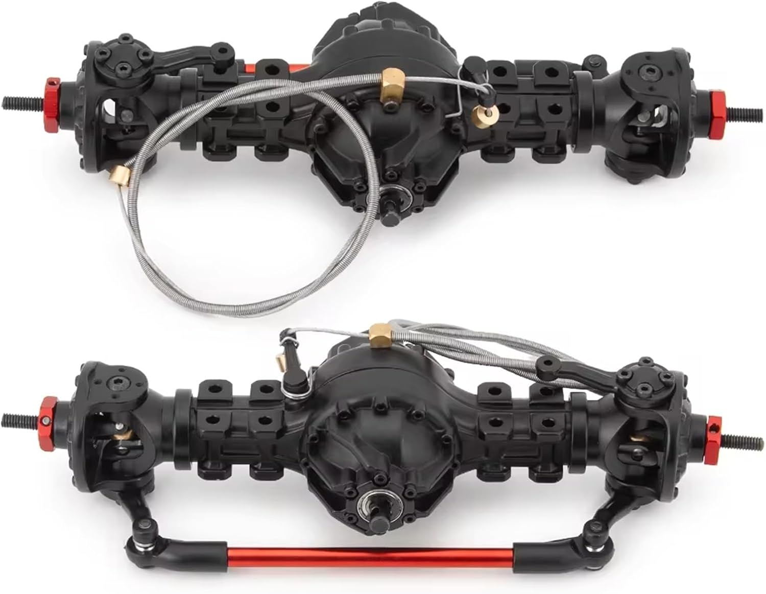 RC Front Rear Drive Axle Compatible with Tamiya 1/14 RC Trailer Tractor Tow Drag Truck Part CNC Metal Front Rear Axle Differential Axle Built-in Gear