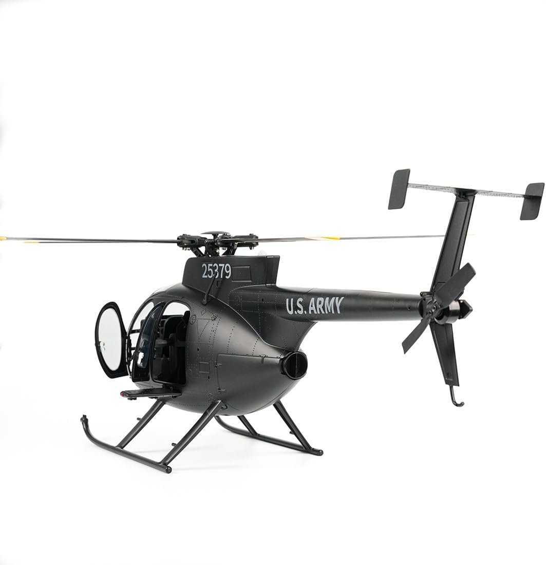 YU Xiang F119S MD500 RC Helicopter, 1/16 Scale 250-Class 2.4G 9CH RC Little Bird Helicopter with Flybarless Rotor Head, 6G/3D Switchable Modes and Openable Cockpit (Three Batteries(Black))
