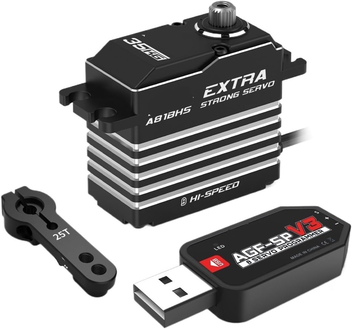 35KG High Torque A81BHS HV Ultra High Speed ​​Steel Gear Brushless Standard Servo for 1/8 Scale(A81BHS 35kg Servo)