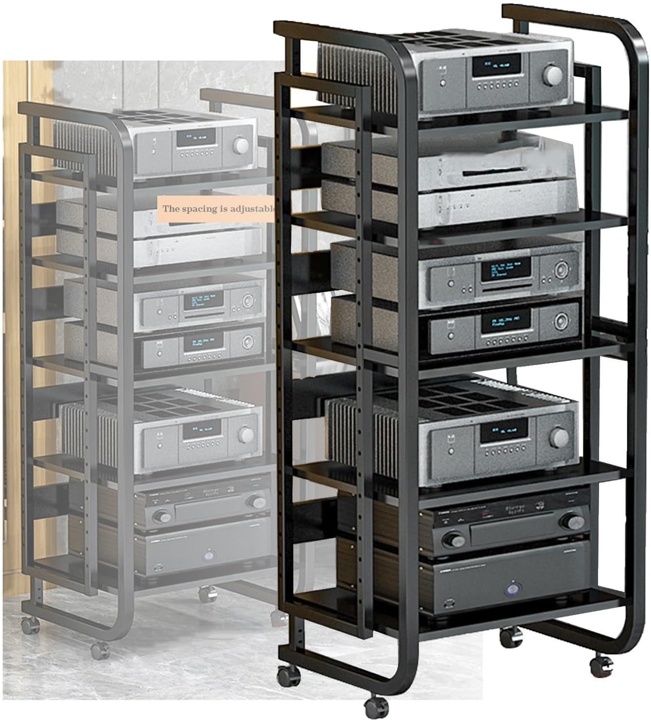 5-Tier AV Media Cabinet Stand Component Cabinet/Media Player Stand