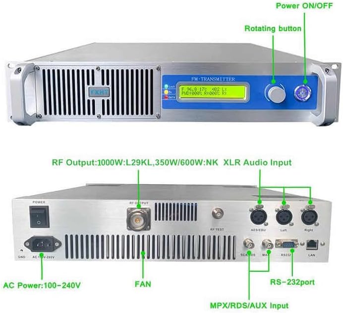 500W FM Radio Broadcast Transmitter for Church 500watt Long Range Transmitter for Radio Station Equipment for Professional Broadcasting Stereo Home FM Transmitter