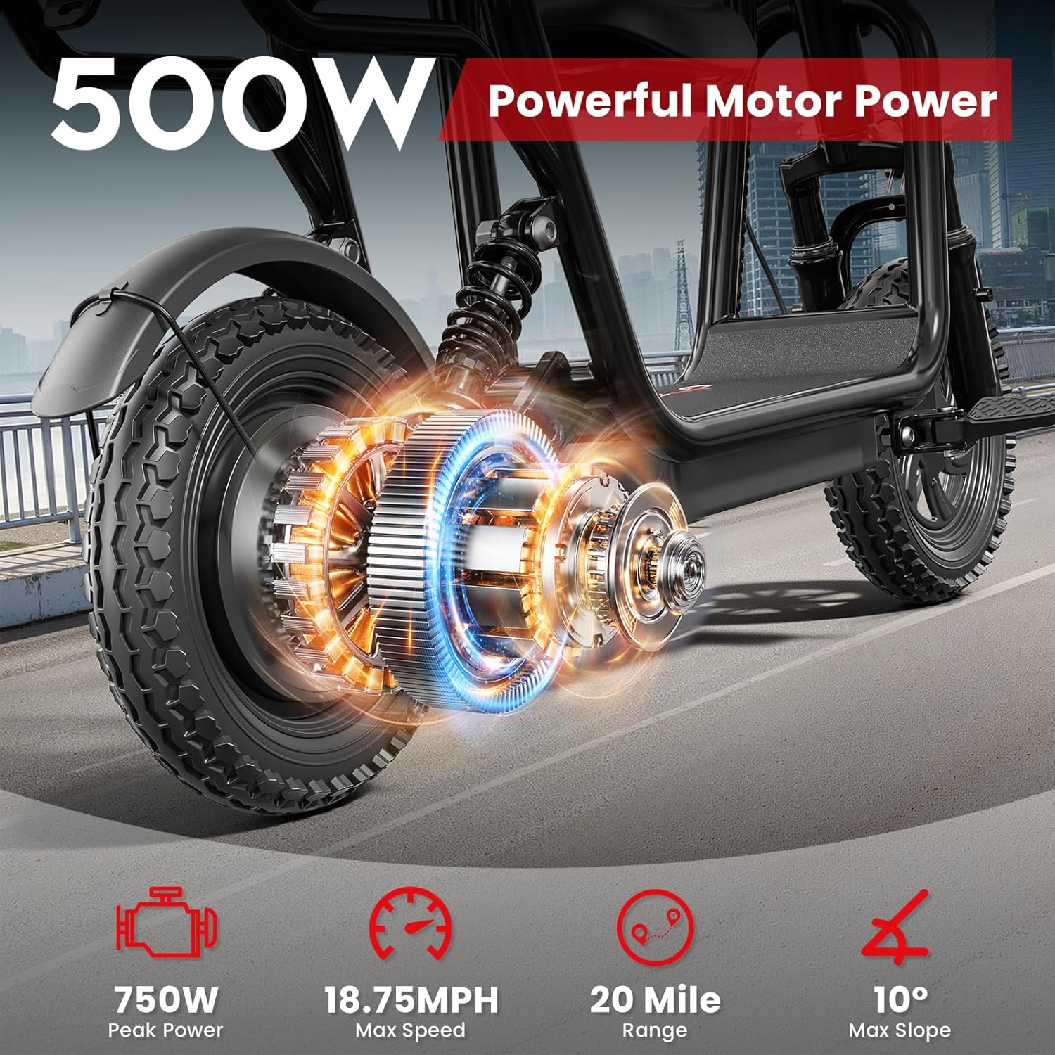 48V/36V Electric Scooter with Seat, Adult E Scooters with Seat, 372W-750W Motor, 6-20 Miles, 18.75mph/17.4mph/11.18mph, Electric Scooter for Adults, Dual Brakes, 14