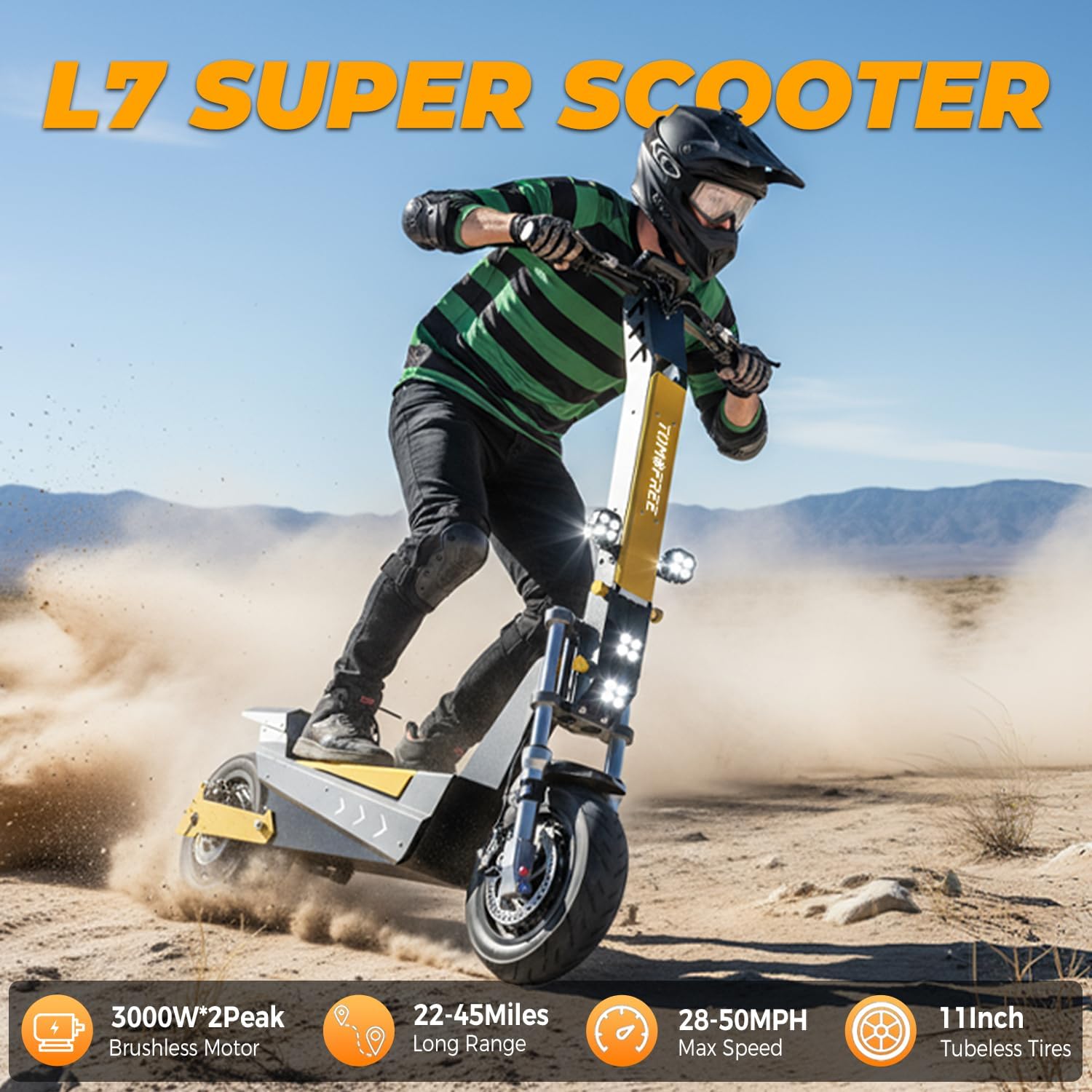 L7 6000W Dual Motor Escooter Adult, Max 50 MPH/45Miles, 60V 35Ah Large Battery, Full Suspension, Hydraulic Brakes, 11