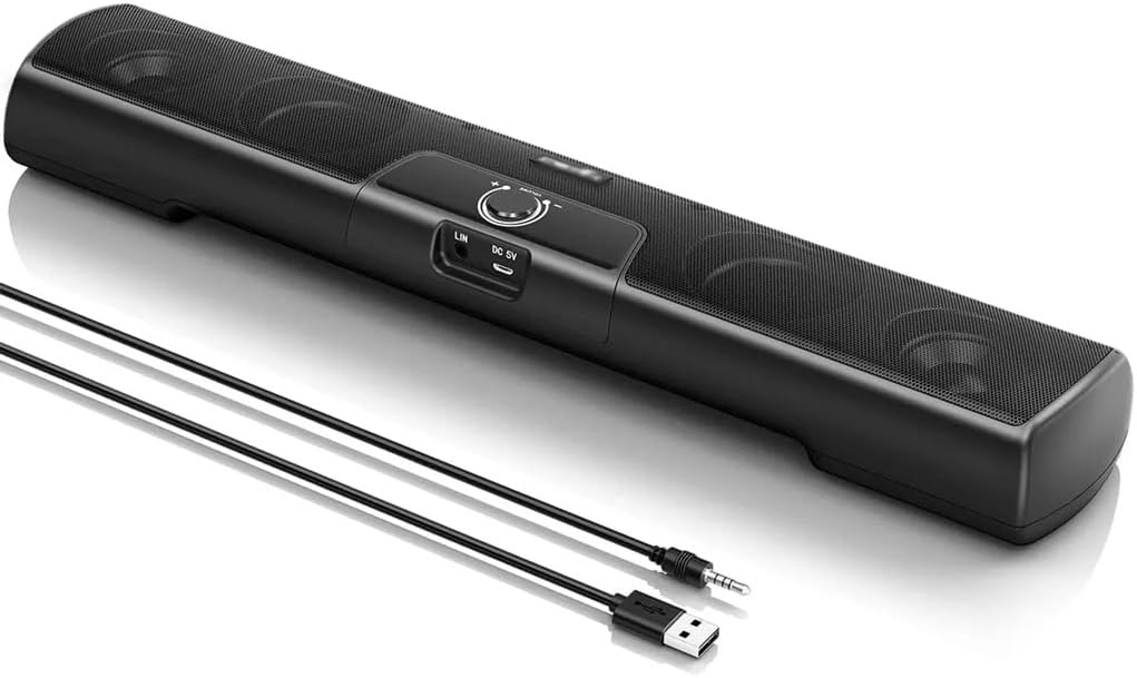 Computer Speaker Soundbar Wall Mountable Wired PC Speakers Sound Bar Powered with Volume