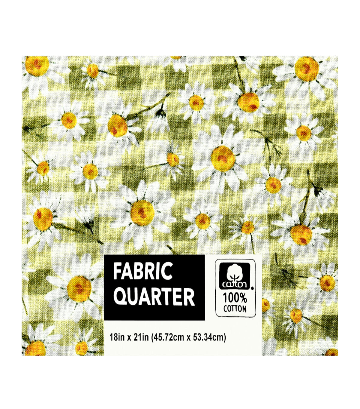 18 x 21 Daisies on Sage Cotton Fabric Quarter 1pc by Keepsake Calico