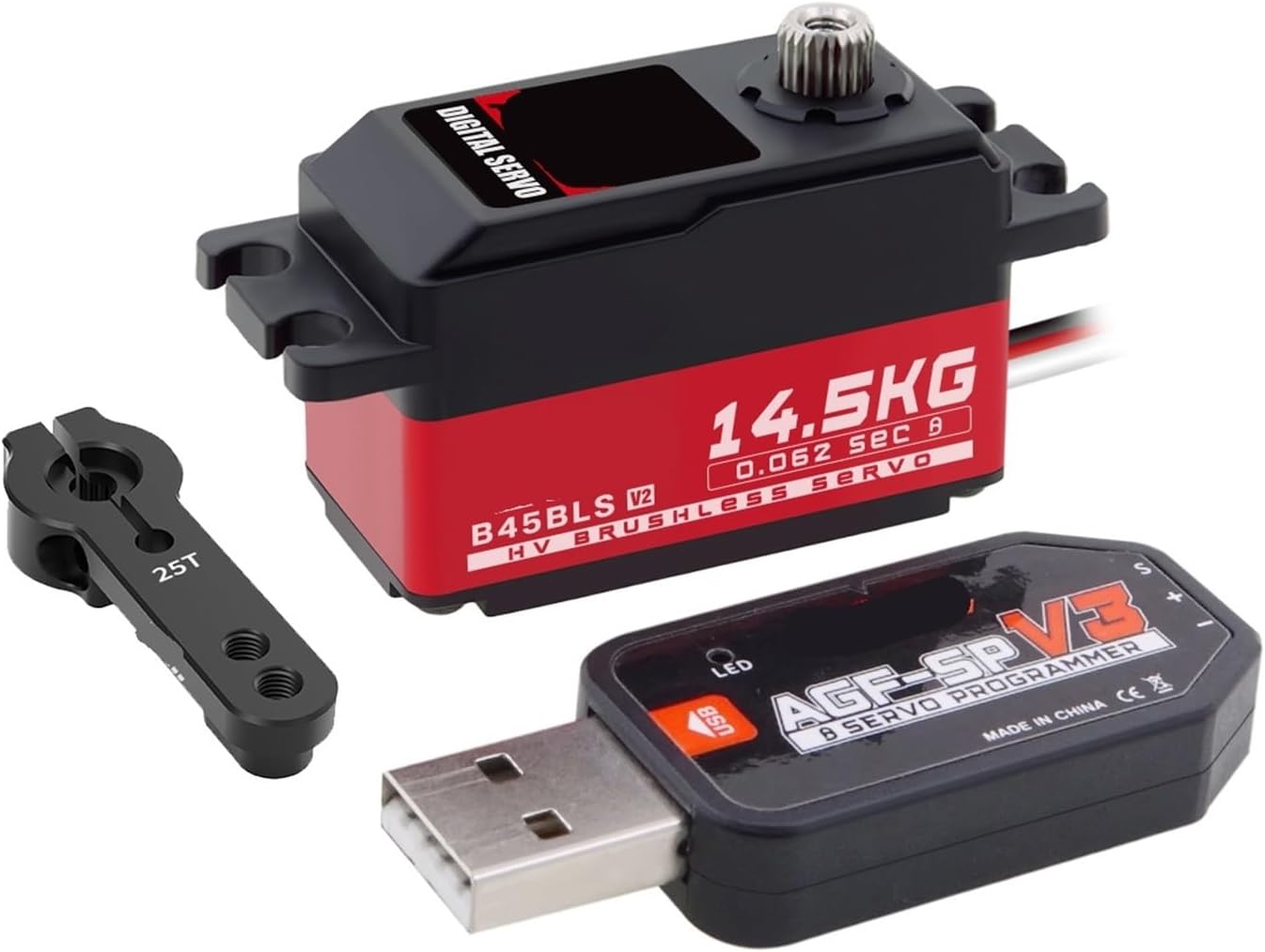 B45BLS V2 48g HV 2BB Steel Gear 14.5KG Brushless Low Profile High Speed ​​Servo Motor Suitable for 1/10 1/12 Scale(B45BLS V2 Set 2-01)