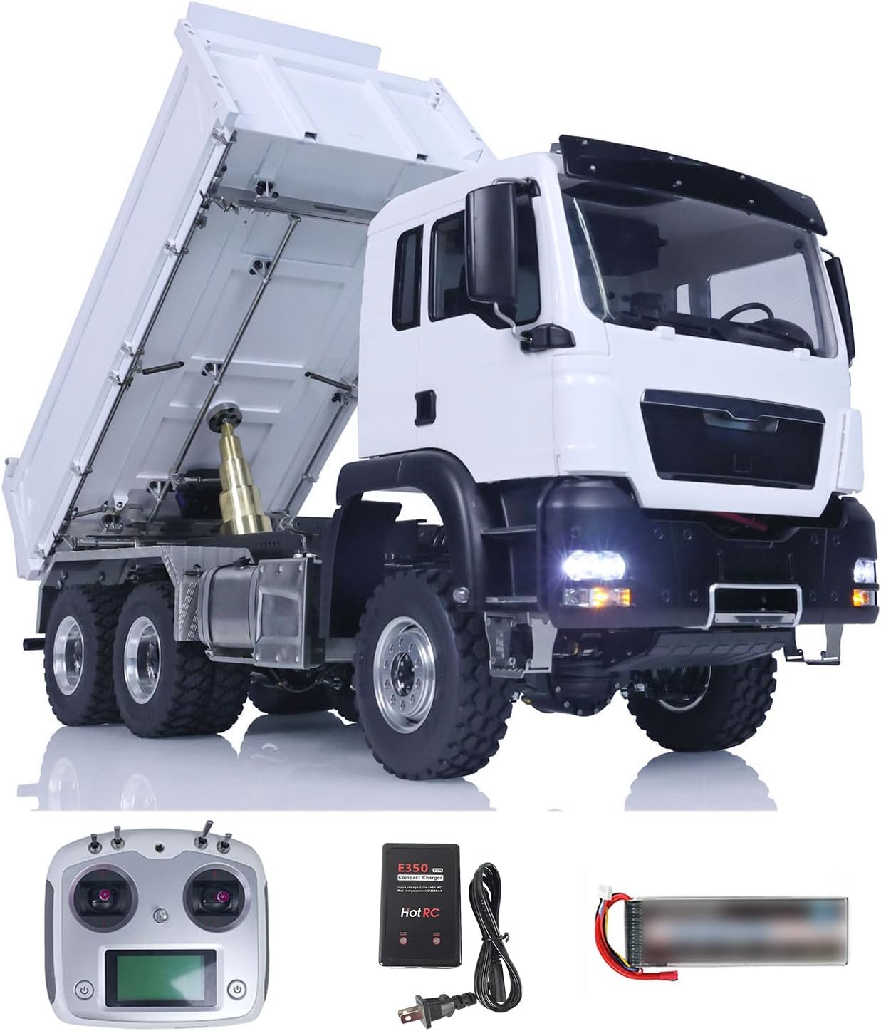 LESU Metal 1/14 RC Hydraulic Dumper Truck 3-Speed Transmission Differential Lock Three-Way Dumping RTR Remote Control Tipper Car Model