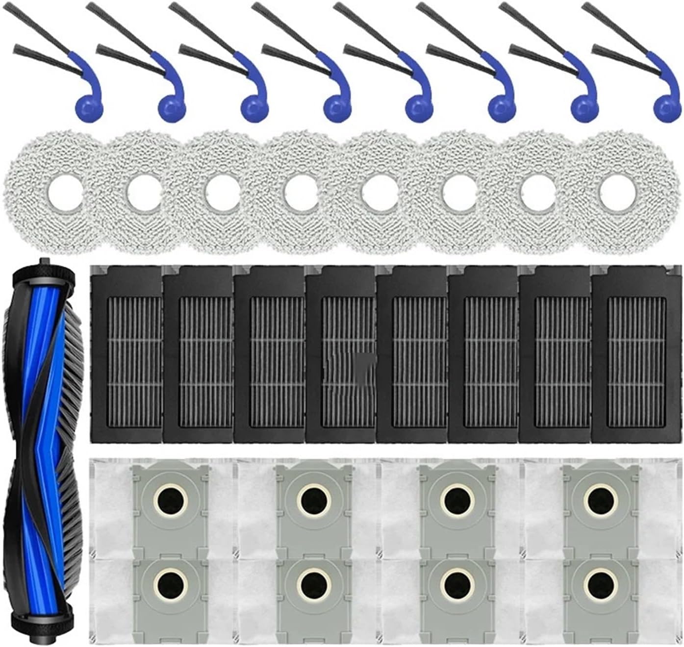 Compatible With ECOVACS T50S Robot Vacuum Cleaner Part Replacement Parts Dust Bag Main Side Brush Filter Mop Replacement Accessories(Set 4)