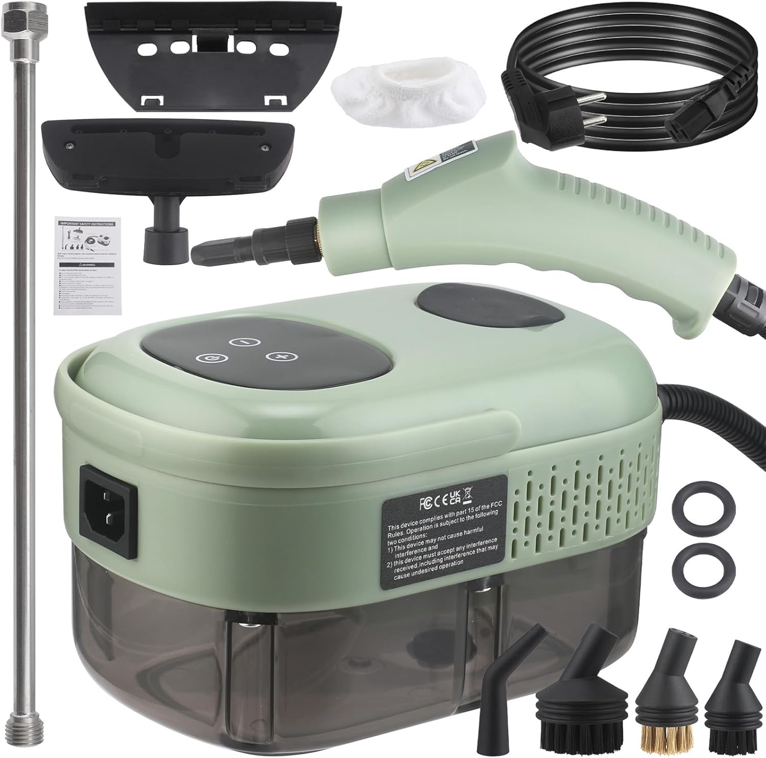 TREEYX Handheld Steam Cleaner with Smart Touch Screen, Portable High Pressure Steamer 6-Gears Adjustable, Powerful Steame Cleaning Machine with 3 Brushes