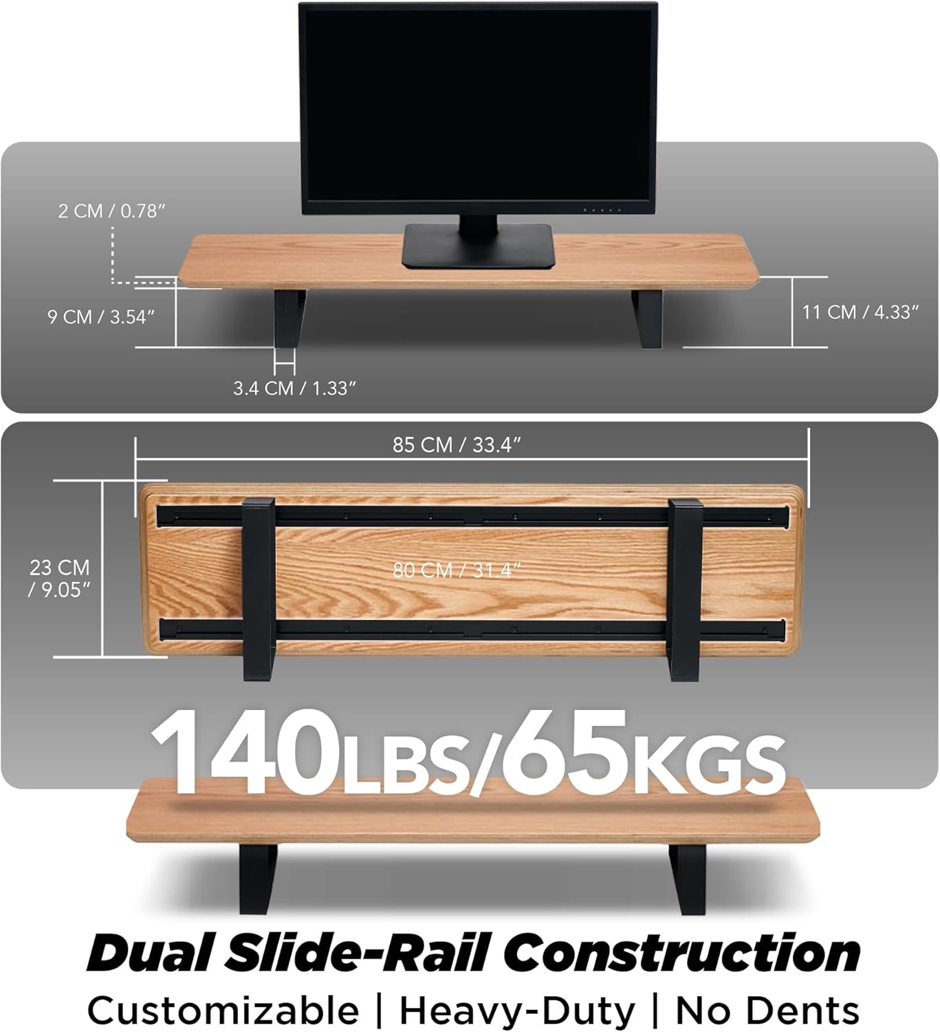 Moodular Wooden Monitor Stand Oak with Add-on Accessories Vertical Laptop Tray, Phone Stand for MagSafe, Tablet Stand, Headphone Stand