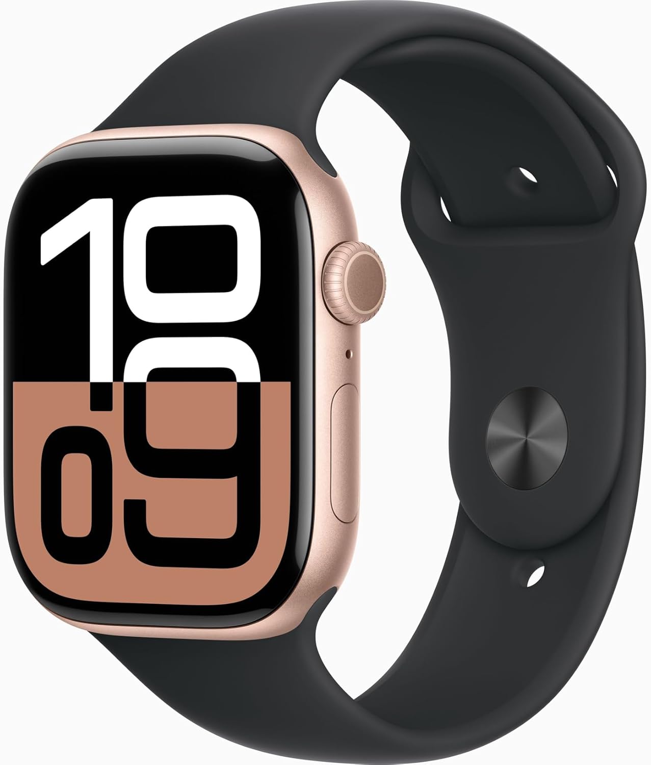 Apple Watch Series 10 [GPS + Cellular, 46mm] - Rose Gold Aluminum Case with Black Sport Band, M/L (Renewed)