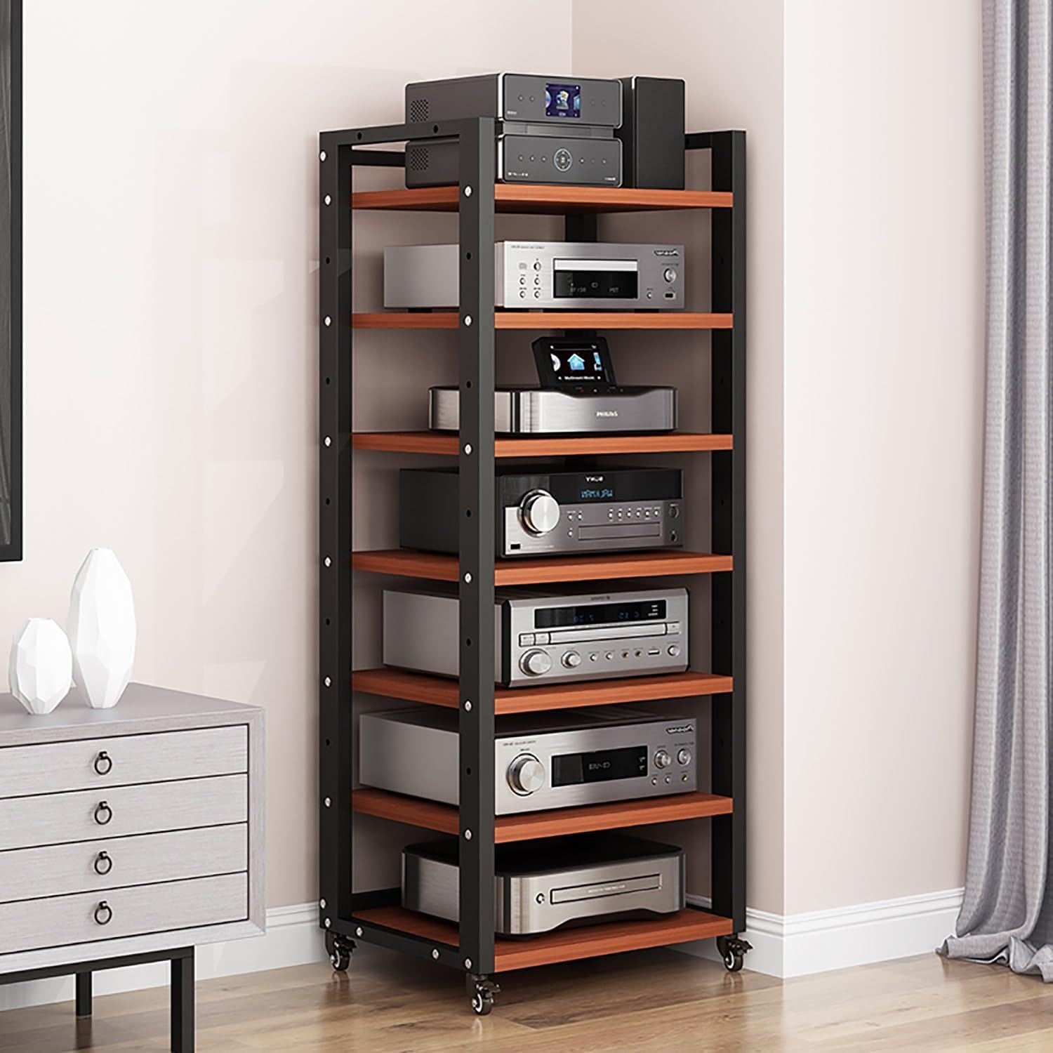 OMKUOSYA 5 6 7 Tier AV Media Cabinet Stand