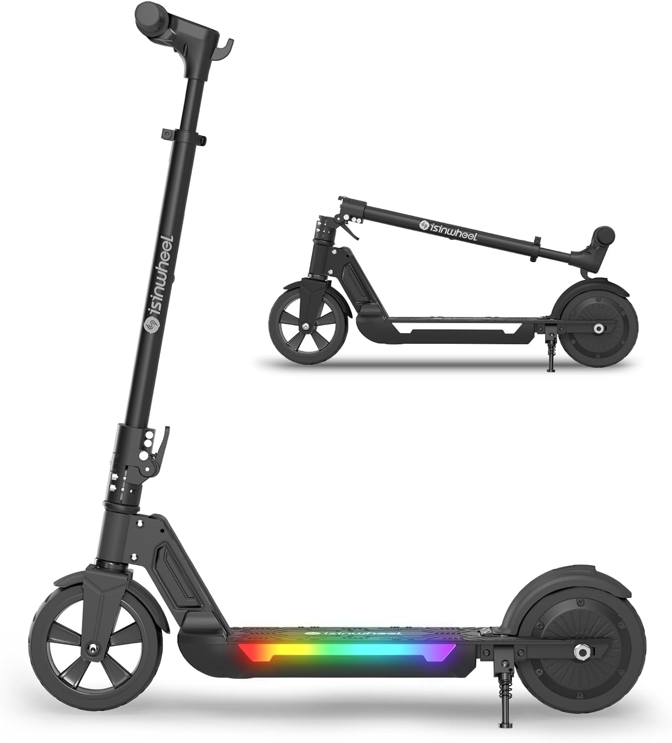 isinwheel S7 Electric Scooter for Kids Ages 8-14, 250W Foldable and 3 Adjustable Heights Kids Electric Scooter with 3 Speeds (5/8/12 Mph), Cruise Control, LED Display, Gift for Kid