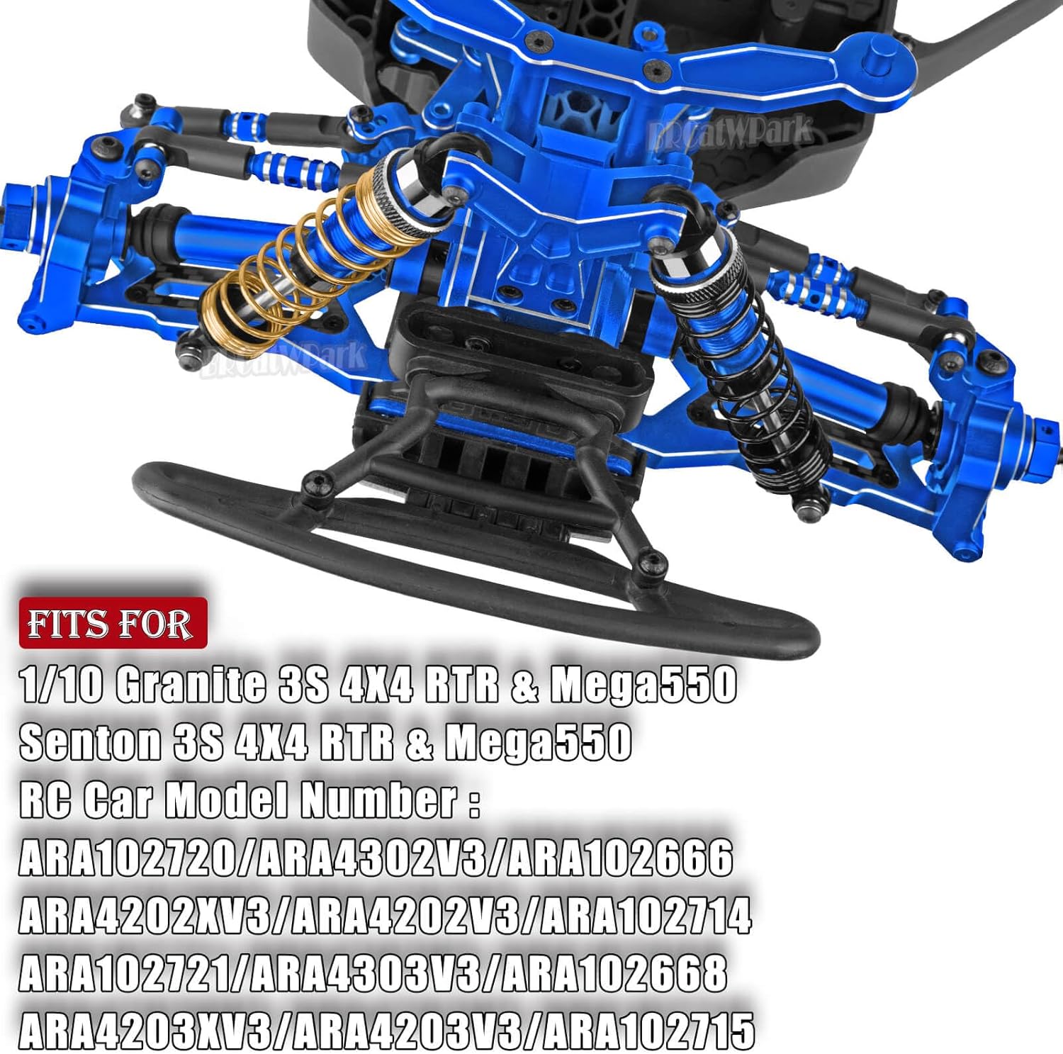 RC Upgrades Part for 1/10 Granite/Senton 3S & Mega550,Shock,Links,A-Arm,Caster Block,Steering Blocks,Stub Axle Carriers,Gearbox,Covers,Center Driveshaft,CVD Axles,Support,Spline,Steering,57TGear,Blue