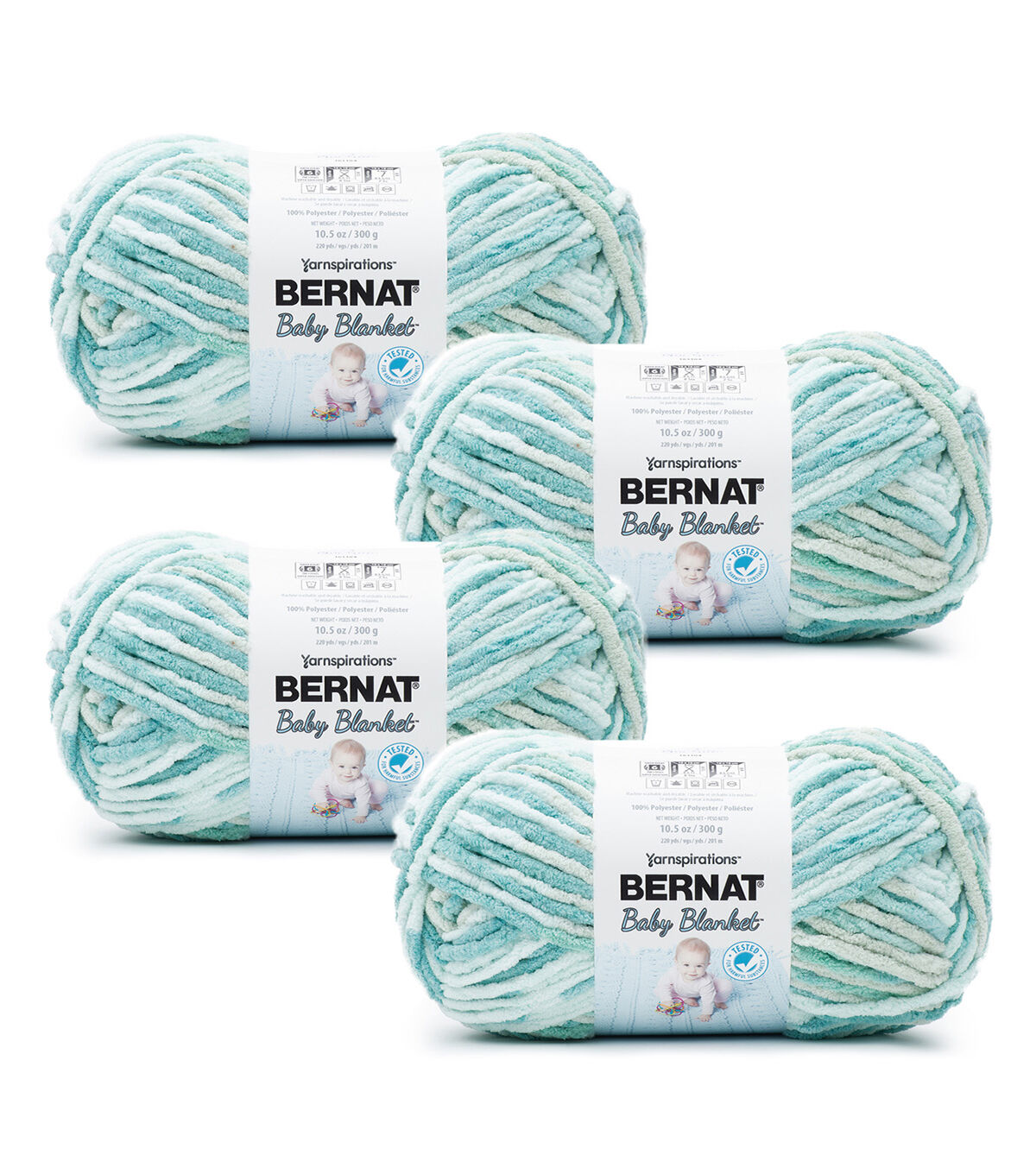 Bernat Baby Blanket 220yds Super Bulky Polyester Yarn 4 Bundle