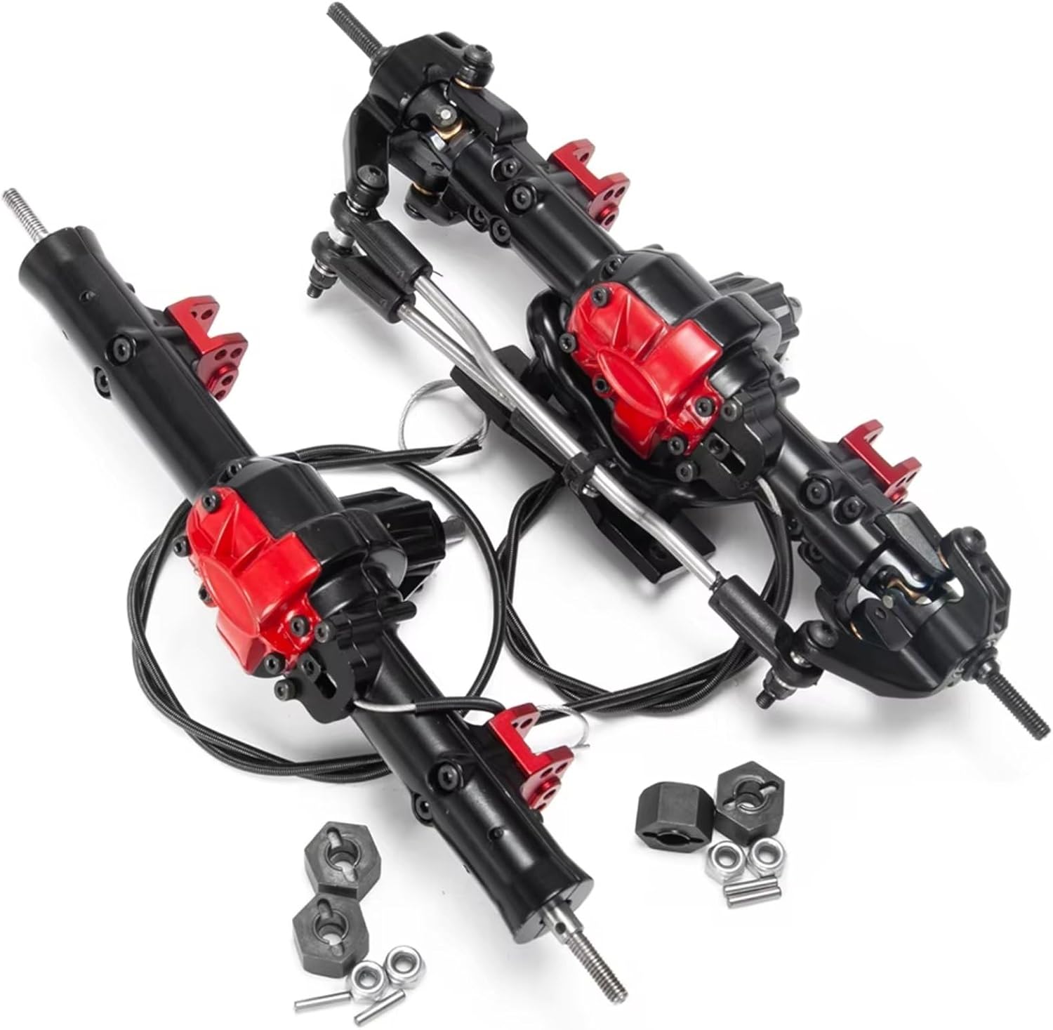 Rc Front Rear Axle for D90 TF2 1/10 RC for Rock Crawler Car Upgrade Parts Axle Aluminium Alloy Front Rear Axle with Differential Lock(Front and Rear)