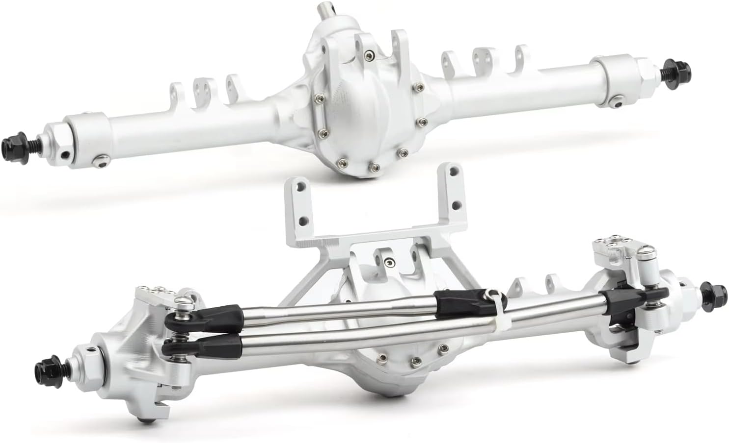 Rc Crawlers Axles For Axial For SCX10 II VS4-10 For Rock 1/10 Straight Axle Set With Servo Mount RC Crawler Model Accessory Assemble Upgrade(Silver,1set)