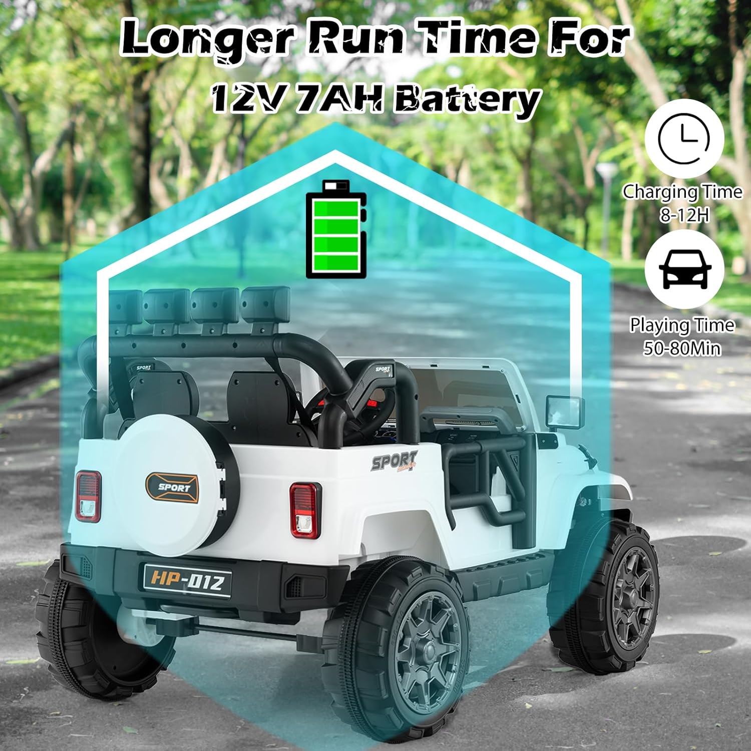 OLAKIDS 2 Seater Ride on Truck, 12V Battery Powered Electric Vehicle for Kids with Remote Control, Power Display, LED Lights, Story, Suspension System, MP3, Ride on Toy for 3+ Boys Girls (White)