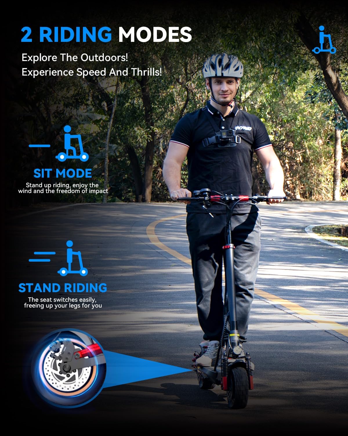 Aoniu M4 Electric Scooter for Adults with seat 25-30 mph Fast Speed 10 inch Off Road Tires Heavy Duty 300+ lbs Folding e Scooters Mobility Foldable Scooter for Girls Men Teens 31-37 Miles Long Range