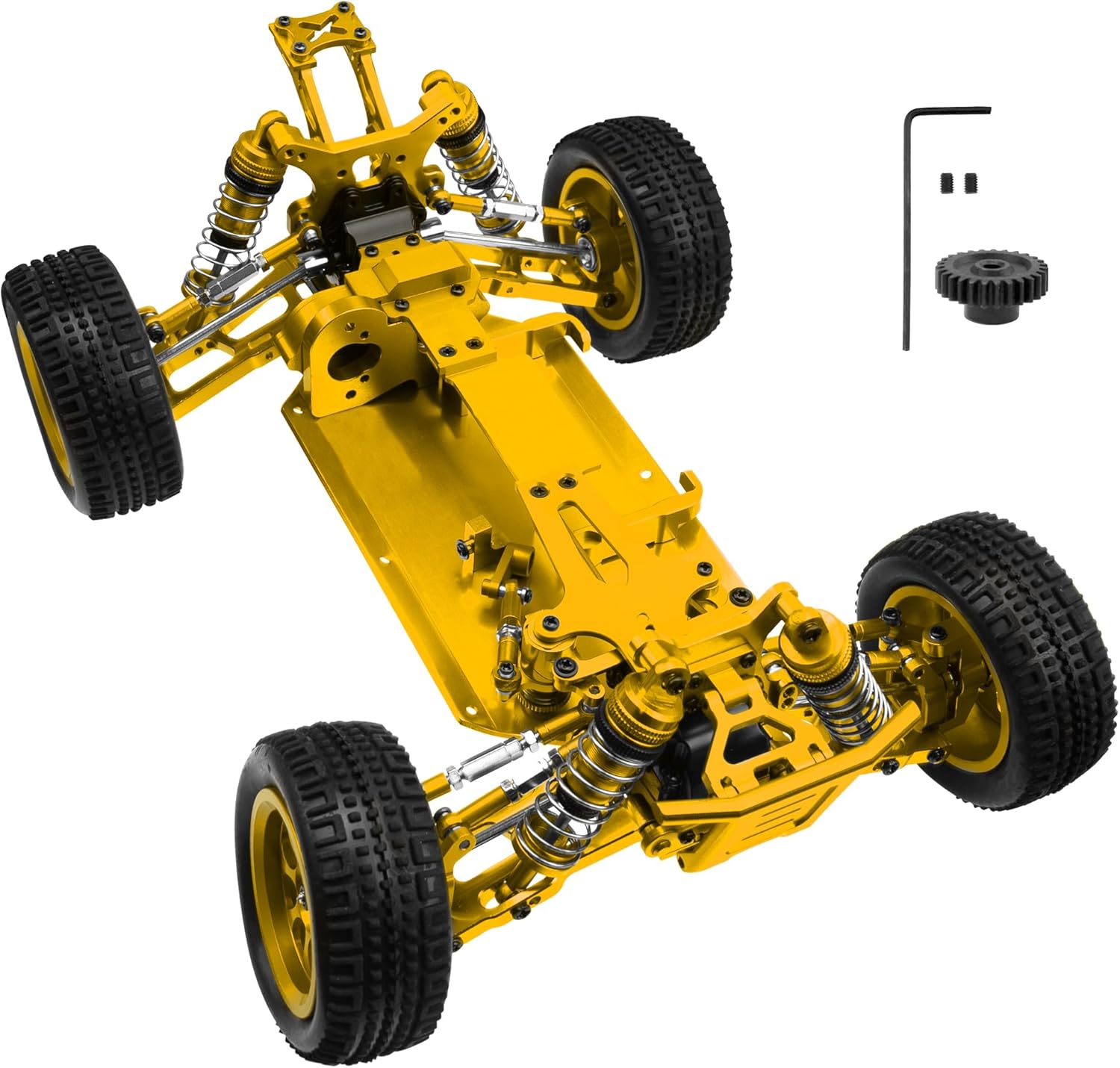 ShareGoo Metal RC Body Chassis Frame 1/14 4WD Frame Kit Compatible with WLtoys 1/14 144010 144001 144002 RC Car Upgrade Parts (Gold)