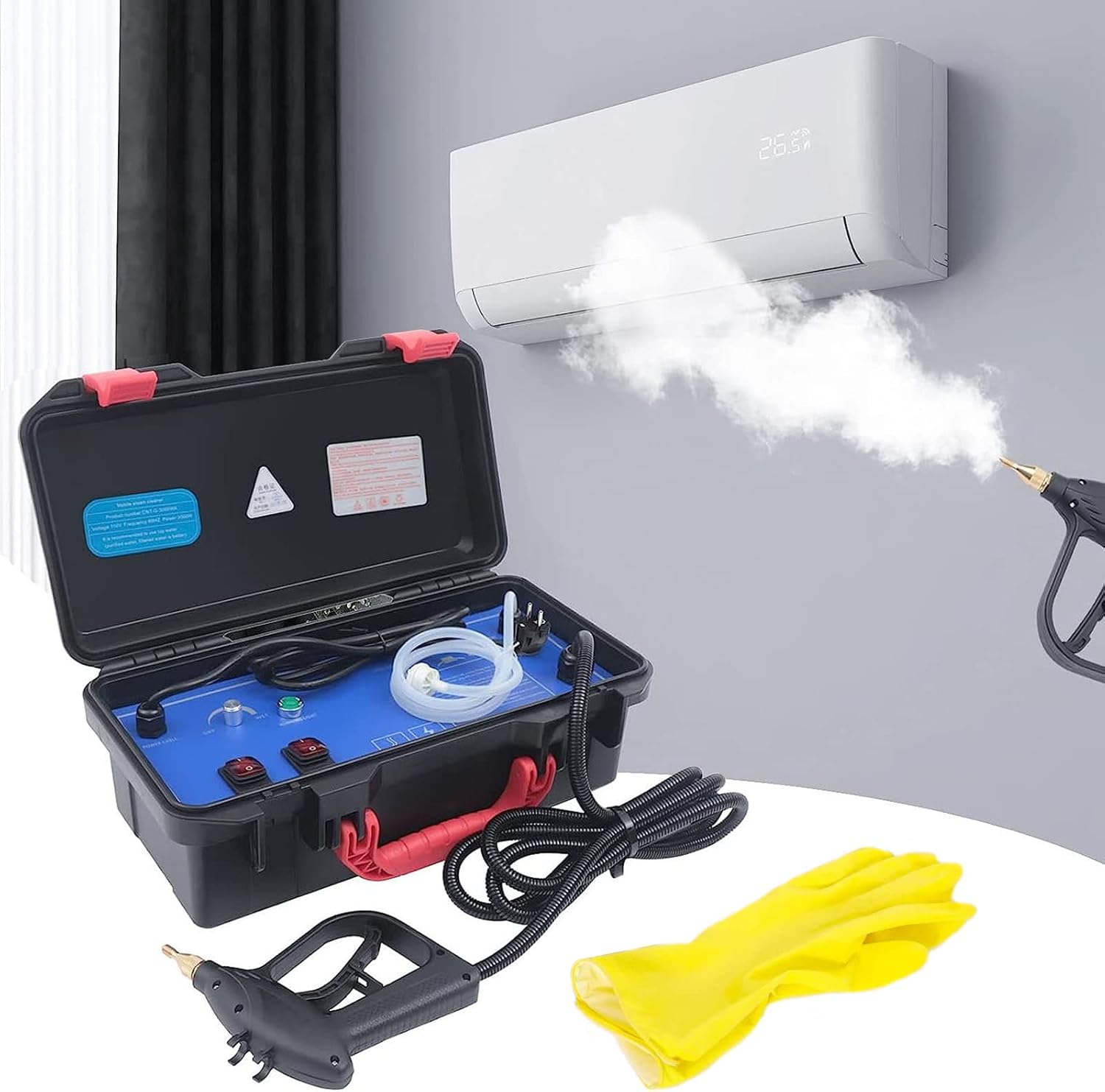 ZWEBY 3200w High Pressure Steam Cleaner | 5bar Household Steam Cleaner Kitchen High Temperature 100-120℃,Cold &Heating Water-for Range Hoods, Refrigerators, Sofas, Air Conditioners