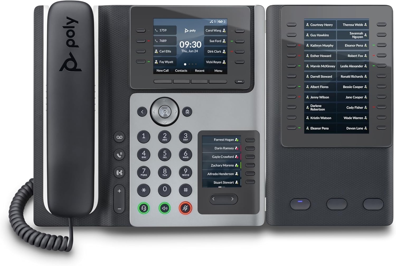 Poly Edge E450 IP Phone - Corded - Corded/Cordless - Wi-Fi, Bluetooth - Desktop - Black - VoIP - IEEE 802.11a/b/g/n/ac - 2 x Network (RJ-45) - PoE Ports