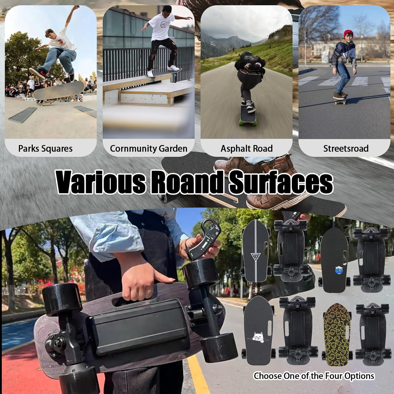 Skateboard 8km, 7-Layer Maple Deck,Smooth Braking,with Shock Absorption Wheels,Carry Handle,for Beginners,