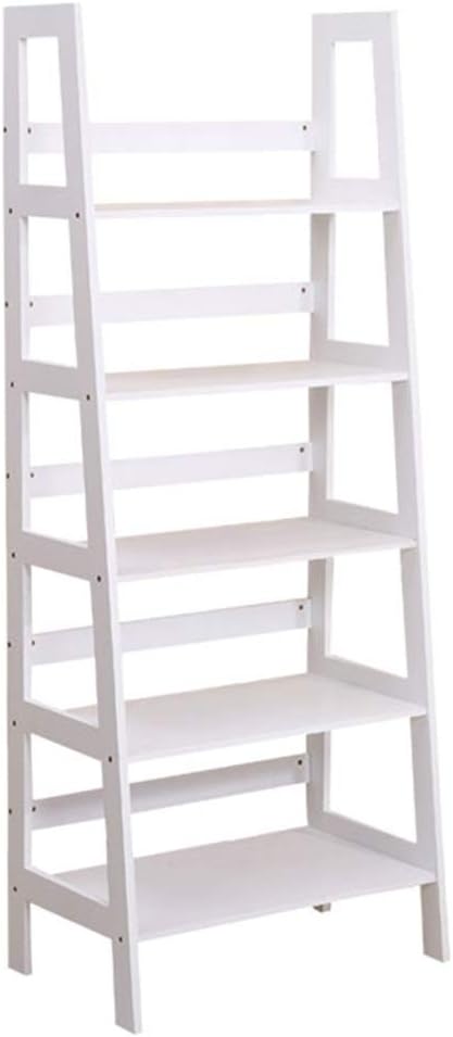 NERDOH Open Bookcase ^ H Ladder Rack 5 Shelves for The Living Room Floor Leaning Tower Ledge Multifunction Display Stand for Living Room Kitchen Office Bookshelf (Color : White, Size : 150x36x60c