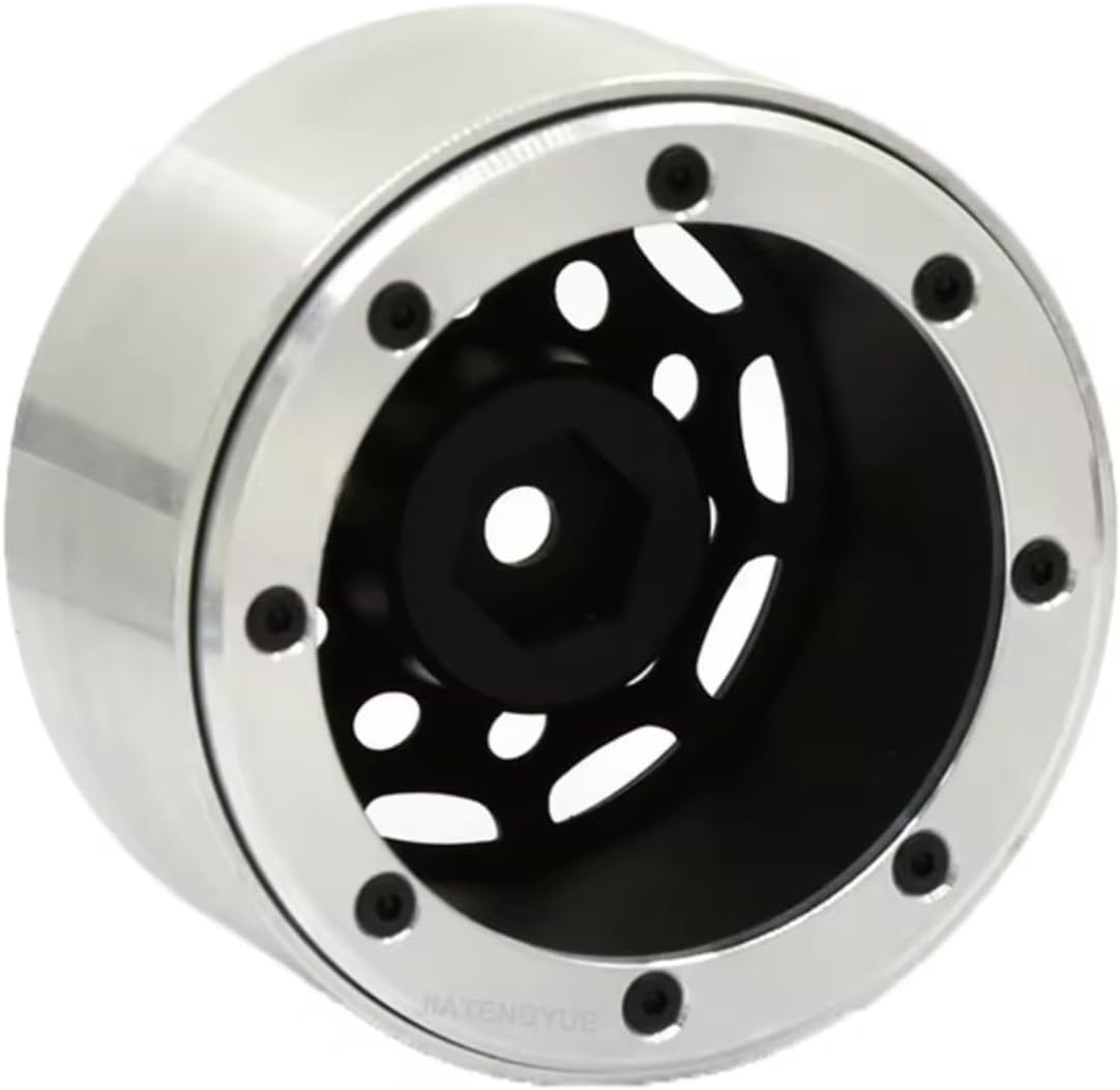 RC Car Parts Compatible with SCX10 for TRX-4 1/10 RC Car Upgrade Parts 2.2in Aluminum Alloy Wheel Hub Off-Road Competition Tire(Black)