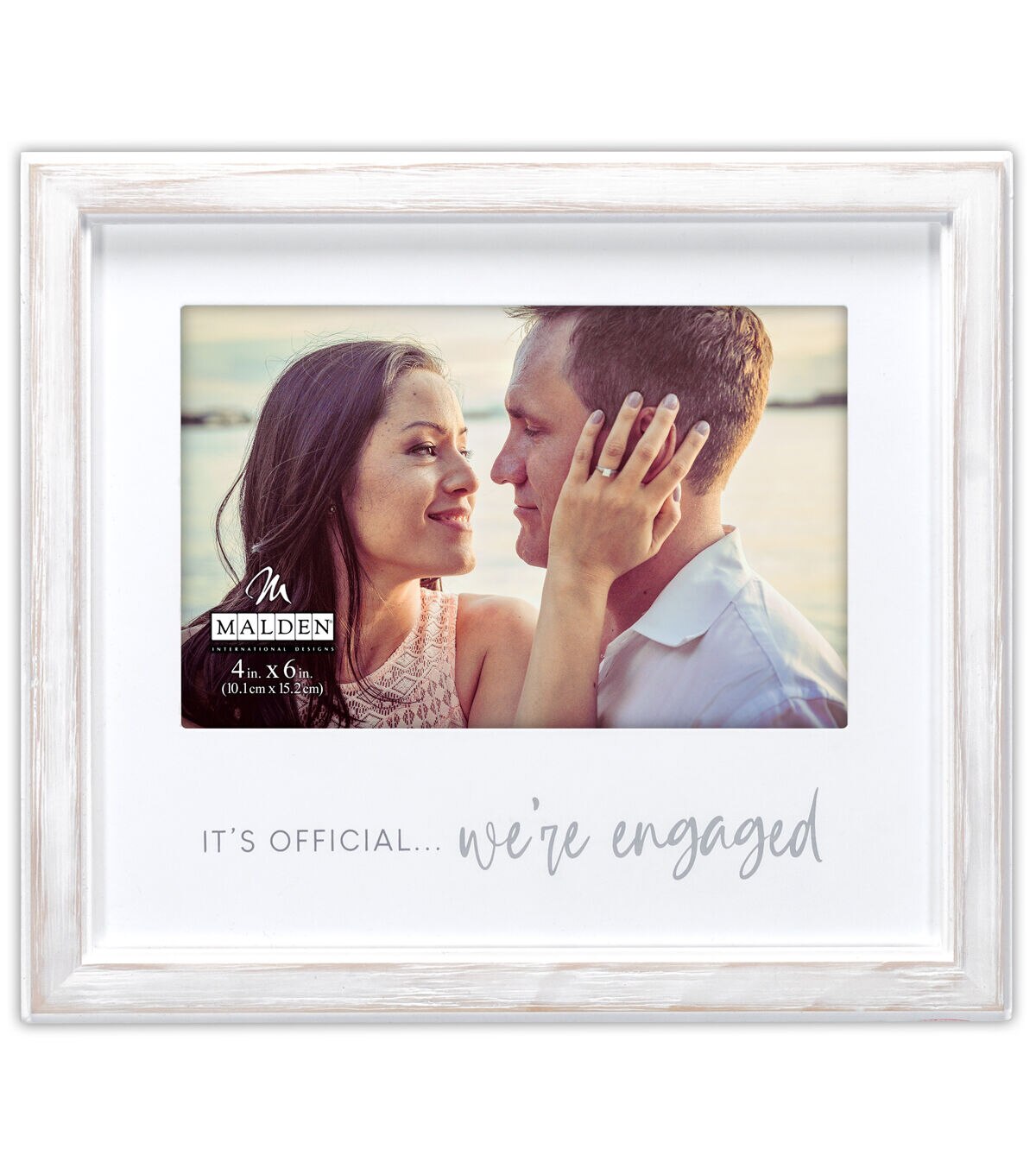 Malden 4 x 6 White We're Engaged Tabletop Picture Frame
