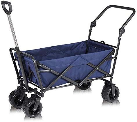 Collapsible Wagon Cart with Wheels Foldable Folding Wagons Carts Silent Universal Wheels,Garden Trolley, Folding Wagon Utility Trolley Outdoor Cart Camping Cart with Lining for Camping Garde