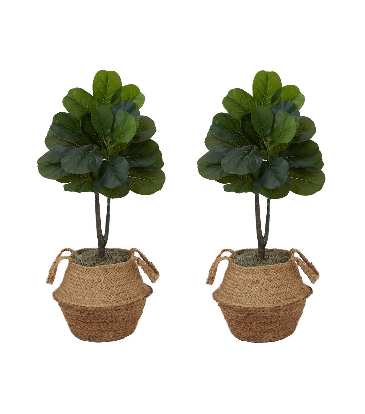 Nearly Natural 3' Fiddle Leaf Tree With Brown Planter DIY Kit 2ct