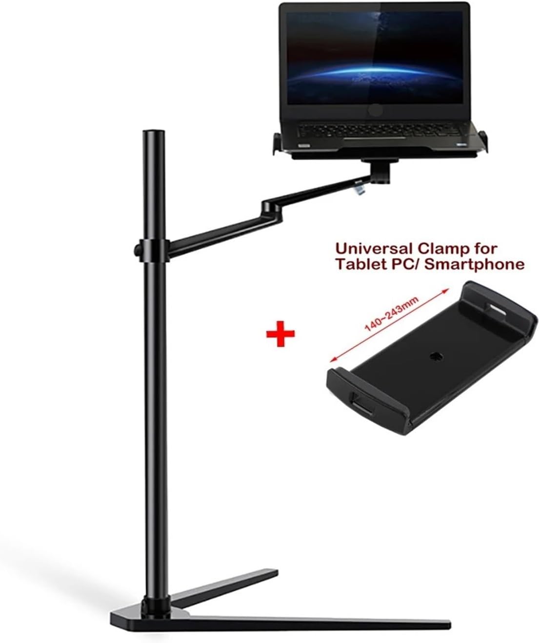 UP-8A multifunctional computer floor stand, suitable for all 12-17 inch height-adjustable laptop tables(Silver)
