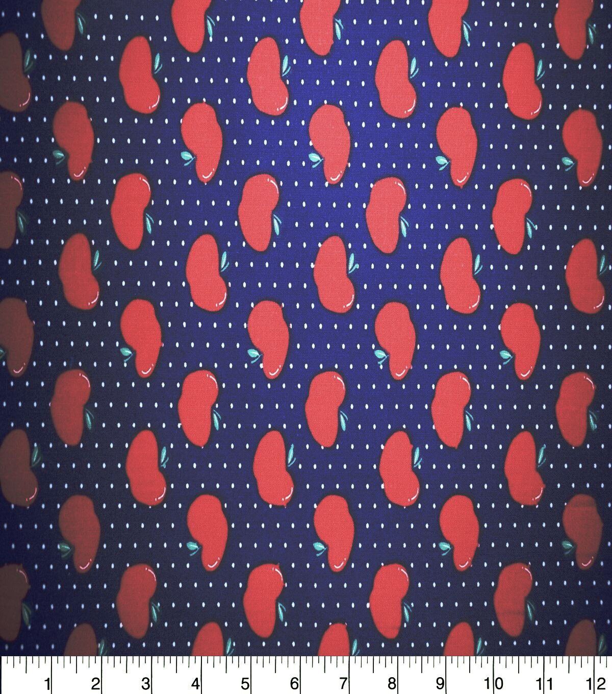 Red Apples on Navy Quilt Cotton Fabric by Quilter's Showcase