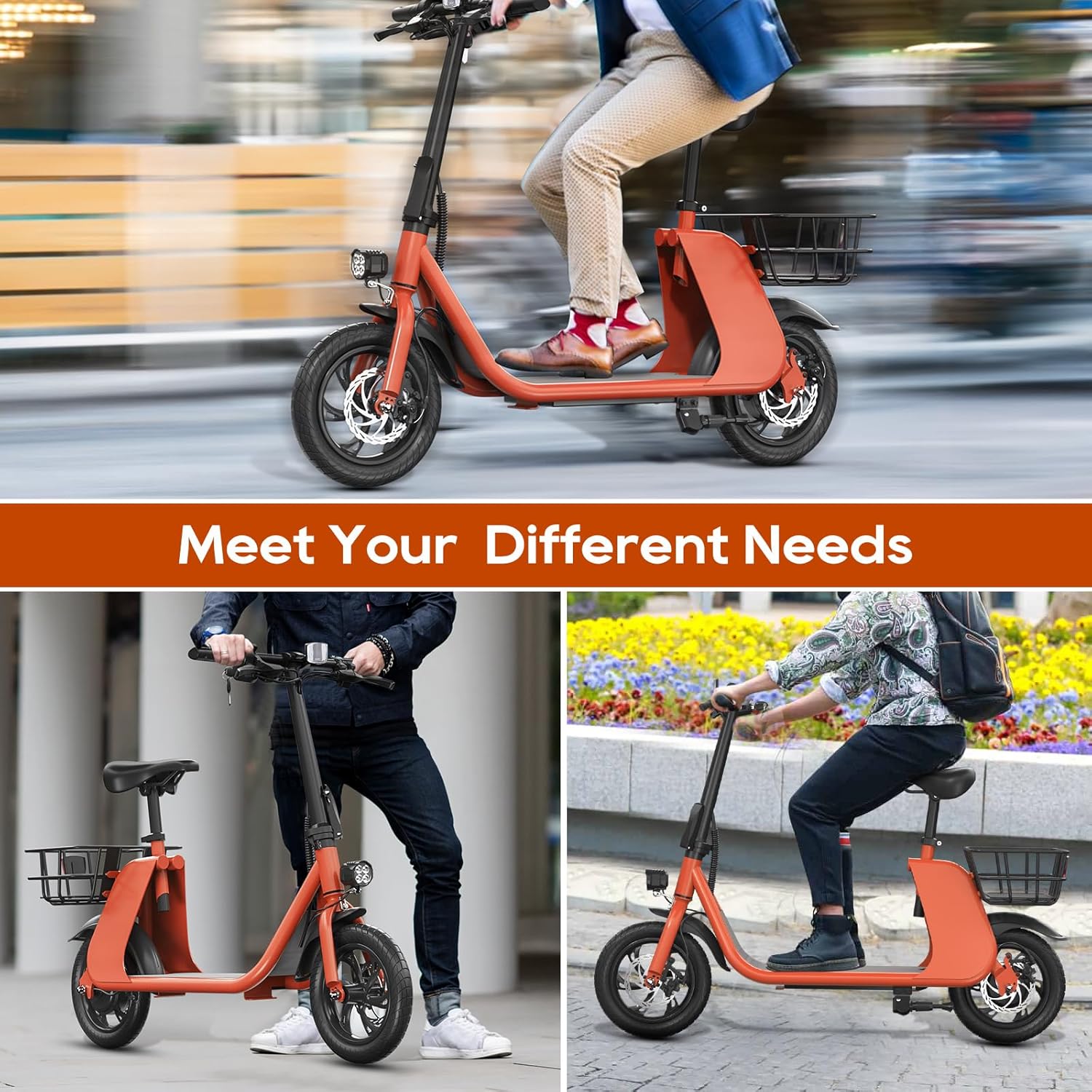 RIDWIND Electric Scooter with Seat for Adults, 450W Motor Foldable E Scooter for Adults with LCD Display,15.5MPH, 20 Miles Range, Max Load 265LB, UL2277 Certificate