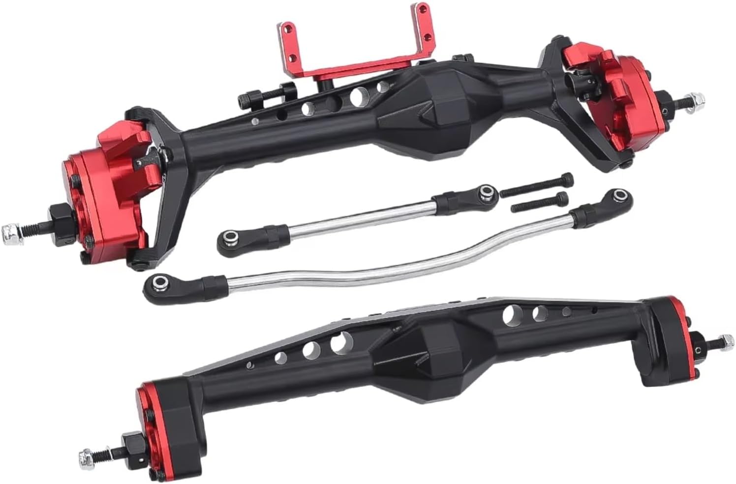 RC Axle Models for Axial for Capra 1.9 for UTB AXI03004 for LCG F9 1/10 Offset Front Rear Portal Axle with Servo Mounts Chassis Upgrade RC Crawler(Silver,1set)