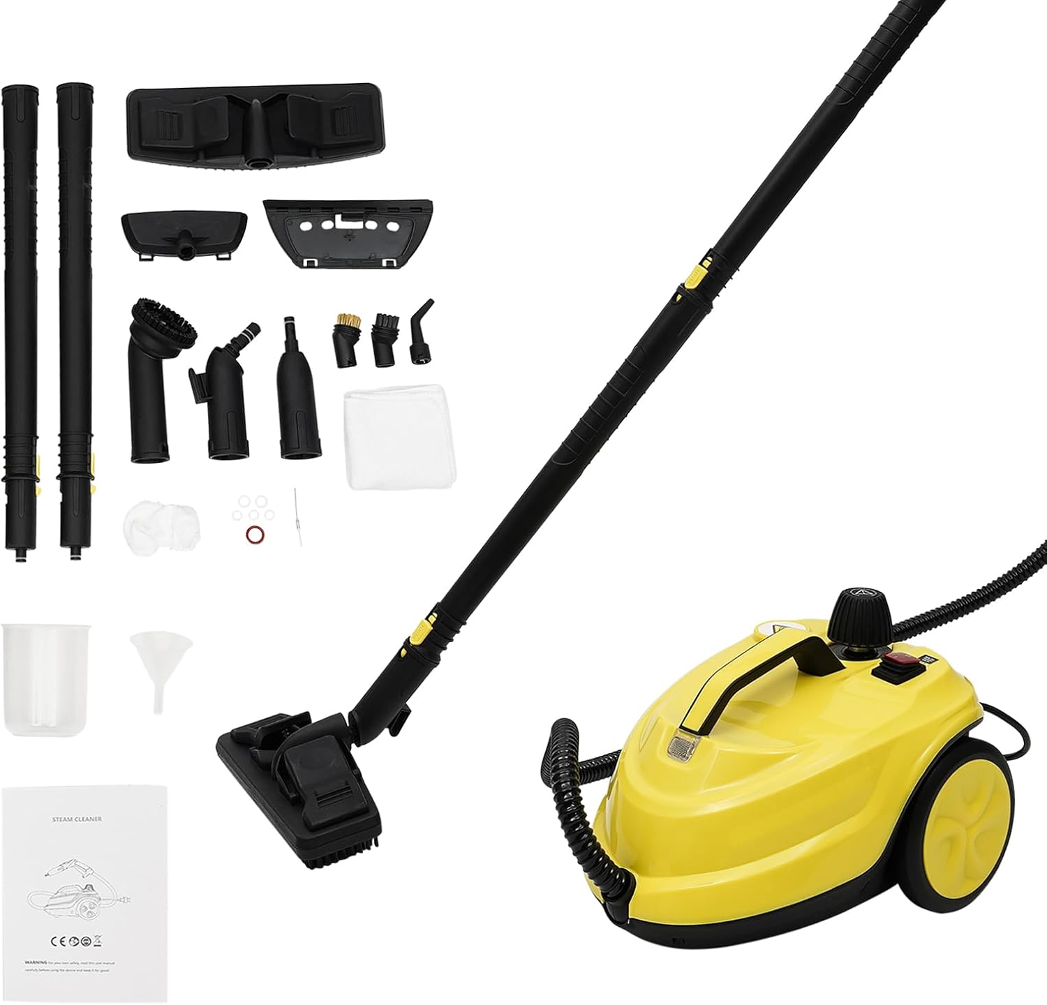 2000W Steam Cleaner, 5 Bar High-Pressure Steam Cleaner 320°F High-Temperature for Kitchens Bathrooms Car Interiors (Yellow)