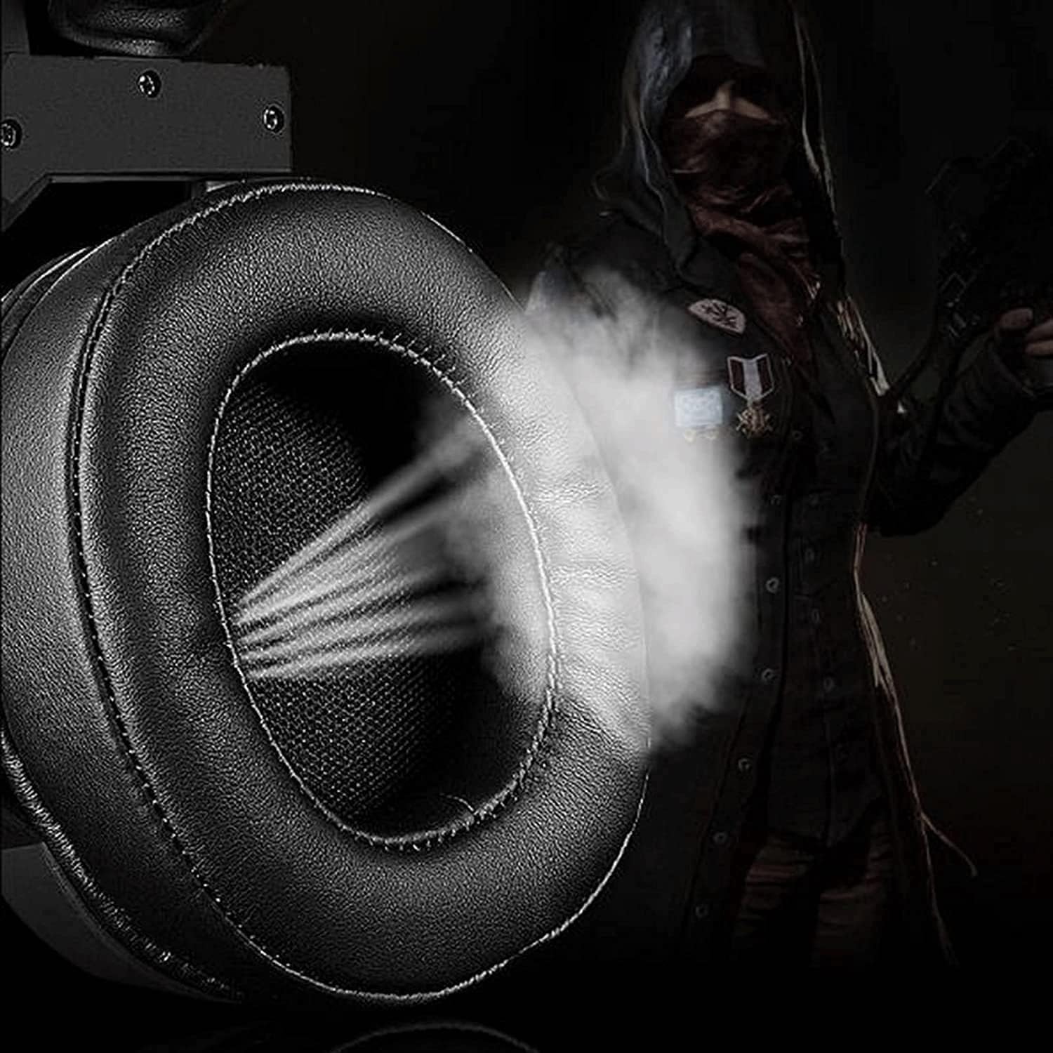 Wired Gaming Headset, Computer Headphones with Microphone/Mic Noise Cancelling, Headset with Noise Canceling Mic Compatible with PC, Playstation, Xbox - Black (Color : Black)