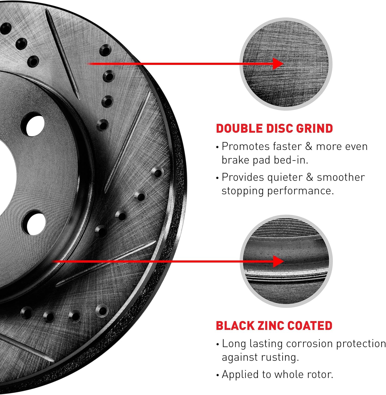 R1 Concepts Front Brake Rotor Kit |Brake Rotors| Brake Disc |Drilled and Slotted|fits 2015-2022 Lexus GS F, RC F
