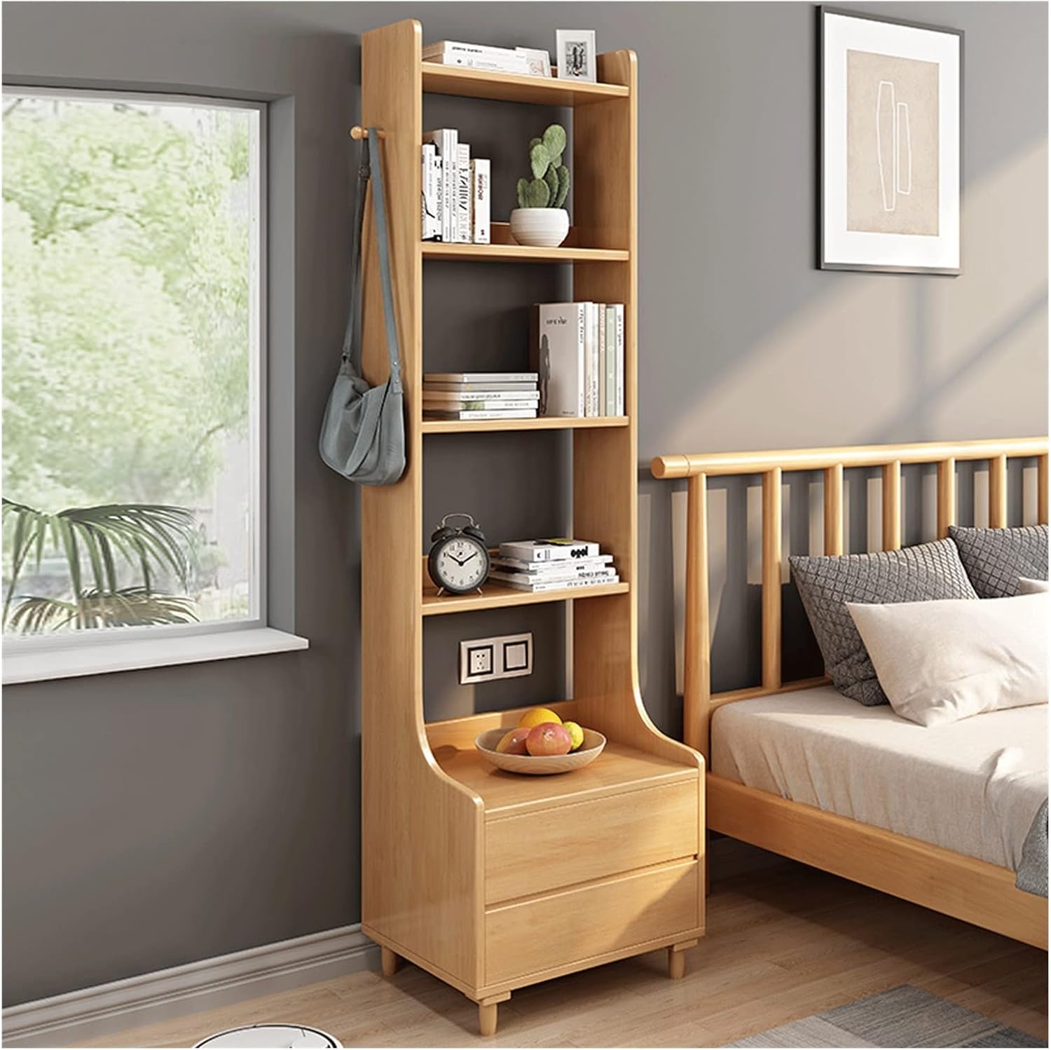 HIHELO Book Case Shelf Bedroom Bookshelf Home Bedside Storage Cabinet Living Room Simple Bookcase Balcony Storage Rack Bookshelves (Color : 1)