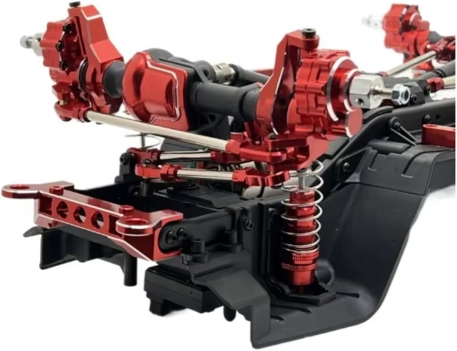 RC Car Parts Compatible with HB R1001 R1002 R1003 1/10 RC Car Parts Metal Portal Axle Gear Housing Diff Cover Axle Mount Drive Shaft Link Kit(Red)