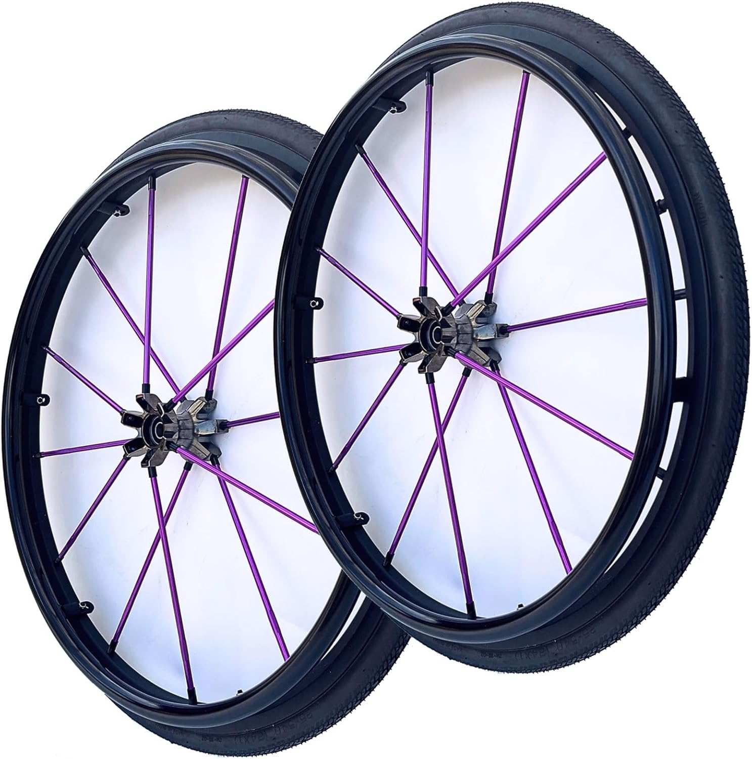 24 Inch Rear Wheels Replacement Wheel, 24X1 Wheelchair Rear Assembly for Manual Wheelchairs, Pneumatic Tires, for Disabled Vehicles, with 1/2